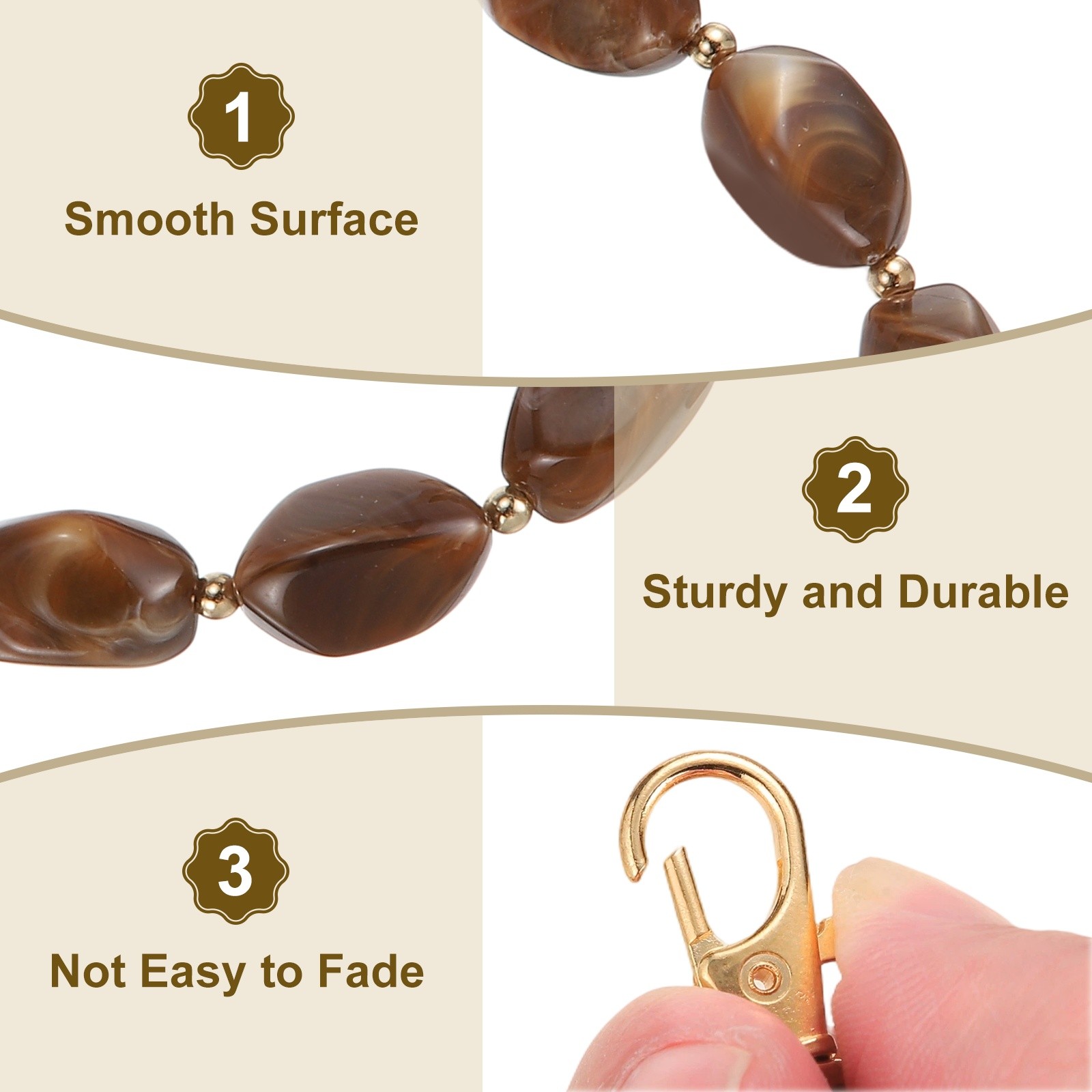 Bead Purse Strap Acrylic Purse Chain Extender, 30.12″, Coffee