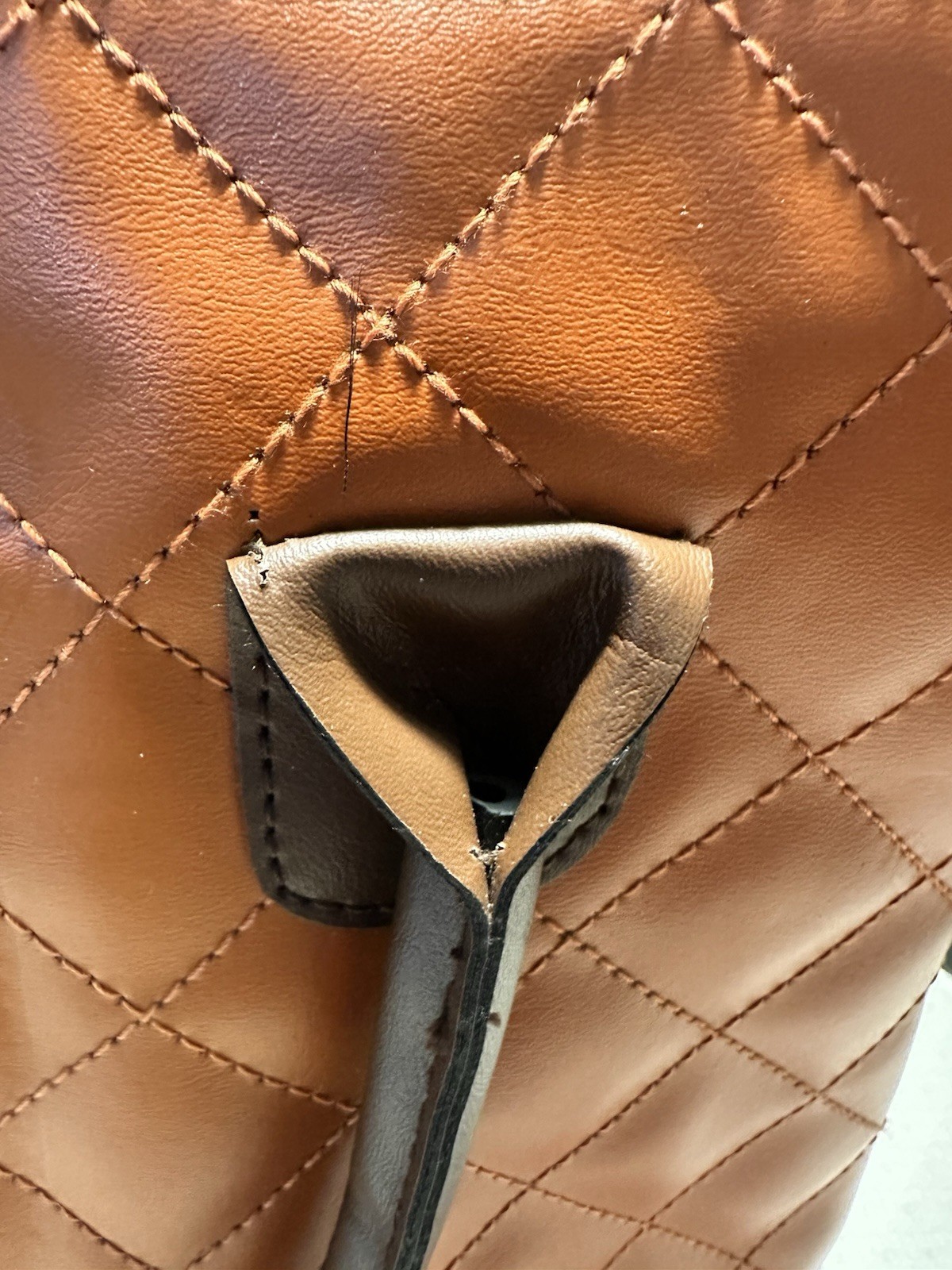 Brown Quilted Zip-Top Satchel Top Handle Bag, Double Handles, Silver Hardware