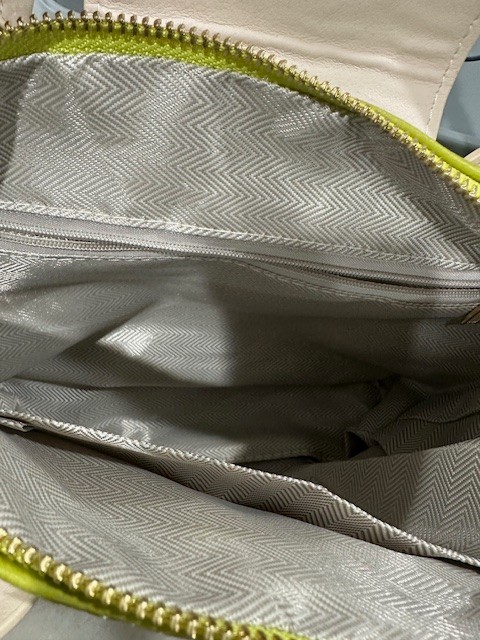 Women’s Zeta & Island Lime Green and Beige Shoulder Handbag with Strap