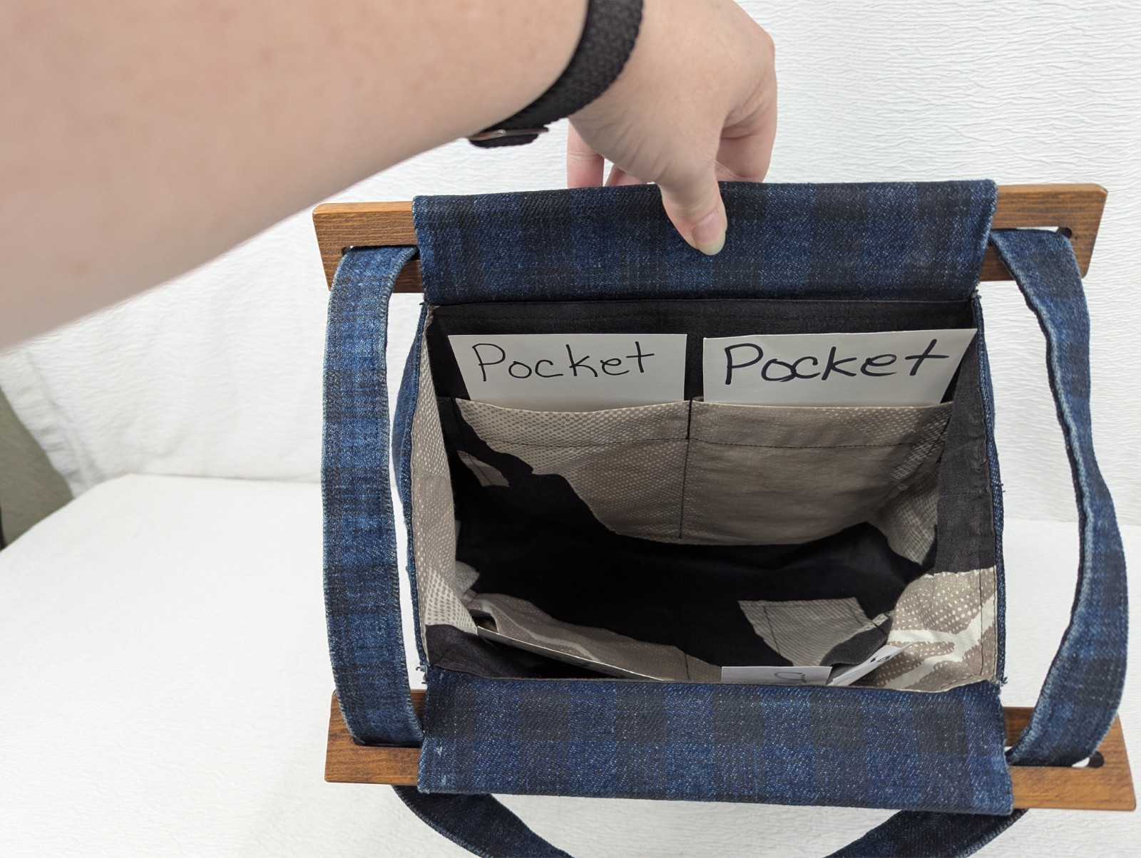 Unique Denim & Wood Purse Shoulder Bag – Real Purses