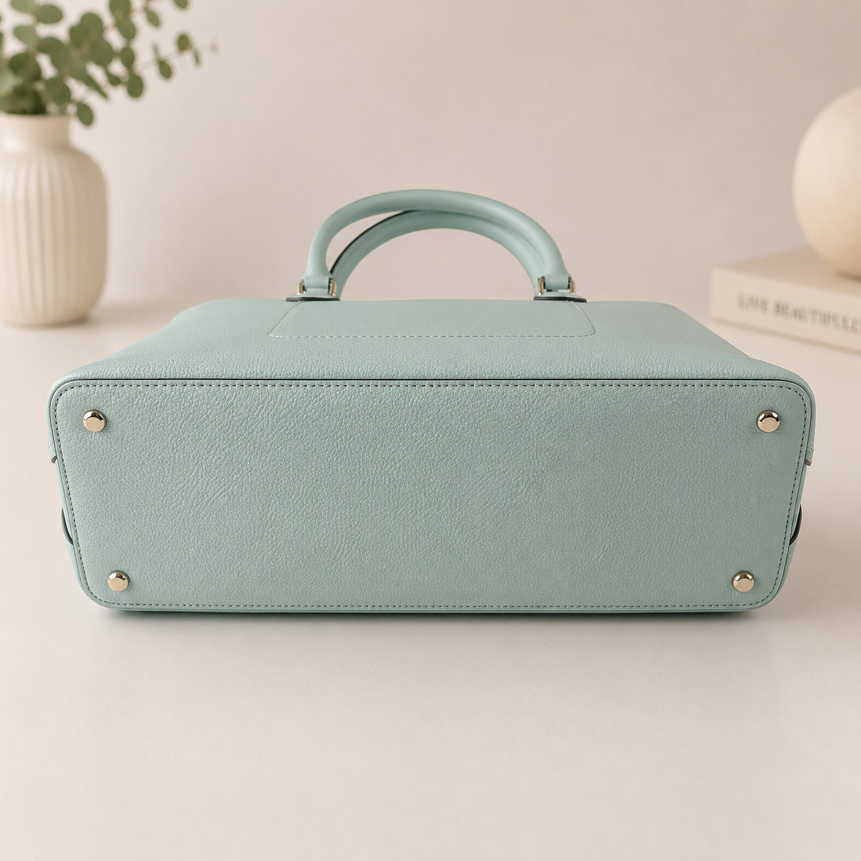 Kate Spade NY Spring Meadow Tote Bag Logo 2 Handle Purse Satchel Teal Mint Used