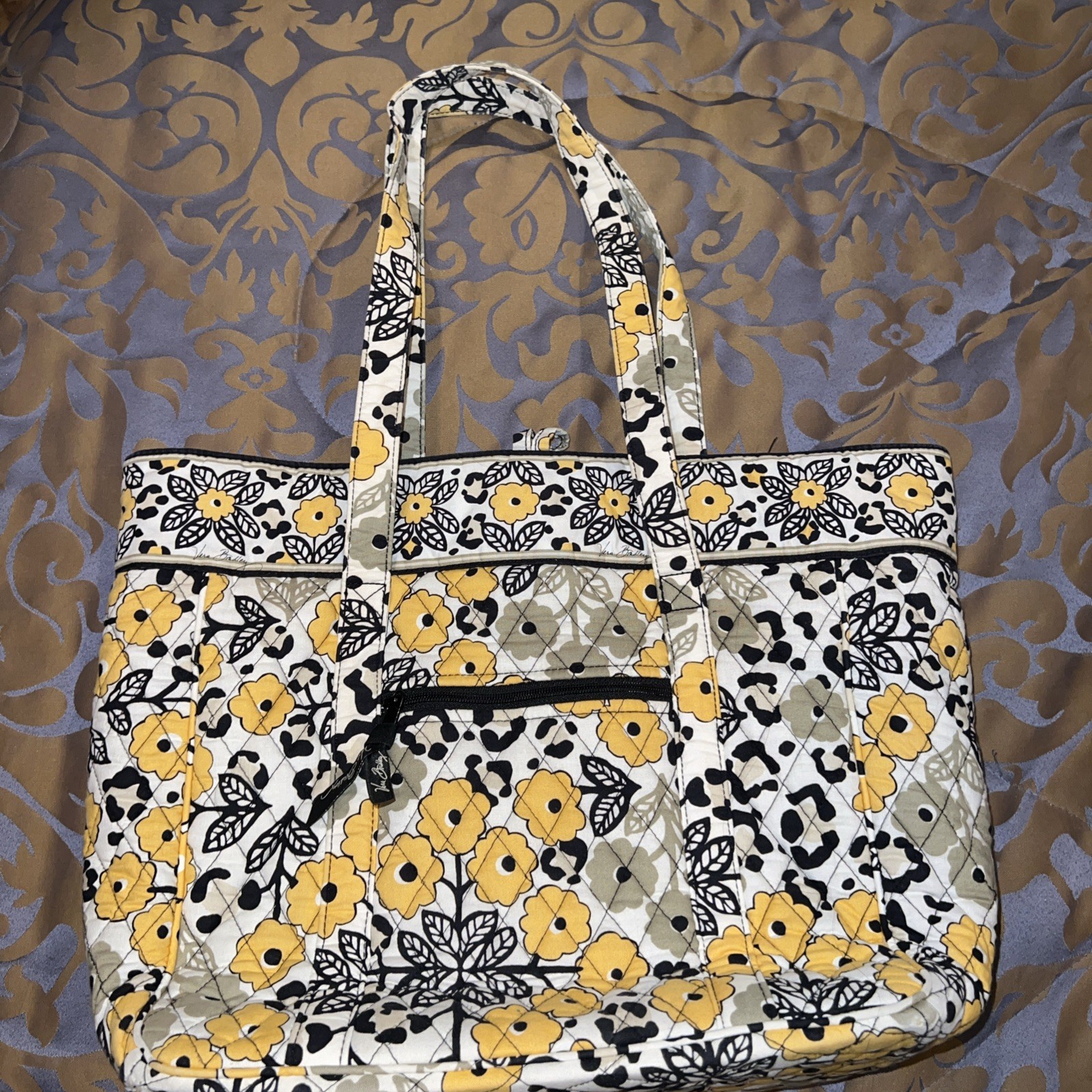 Vera Bradley – 17 inch Laptop Computer Grand Tote Bag yellow, black, gray