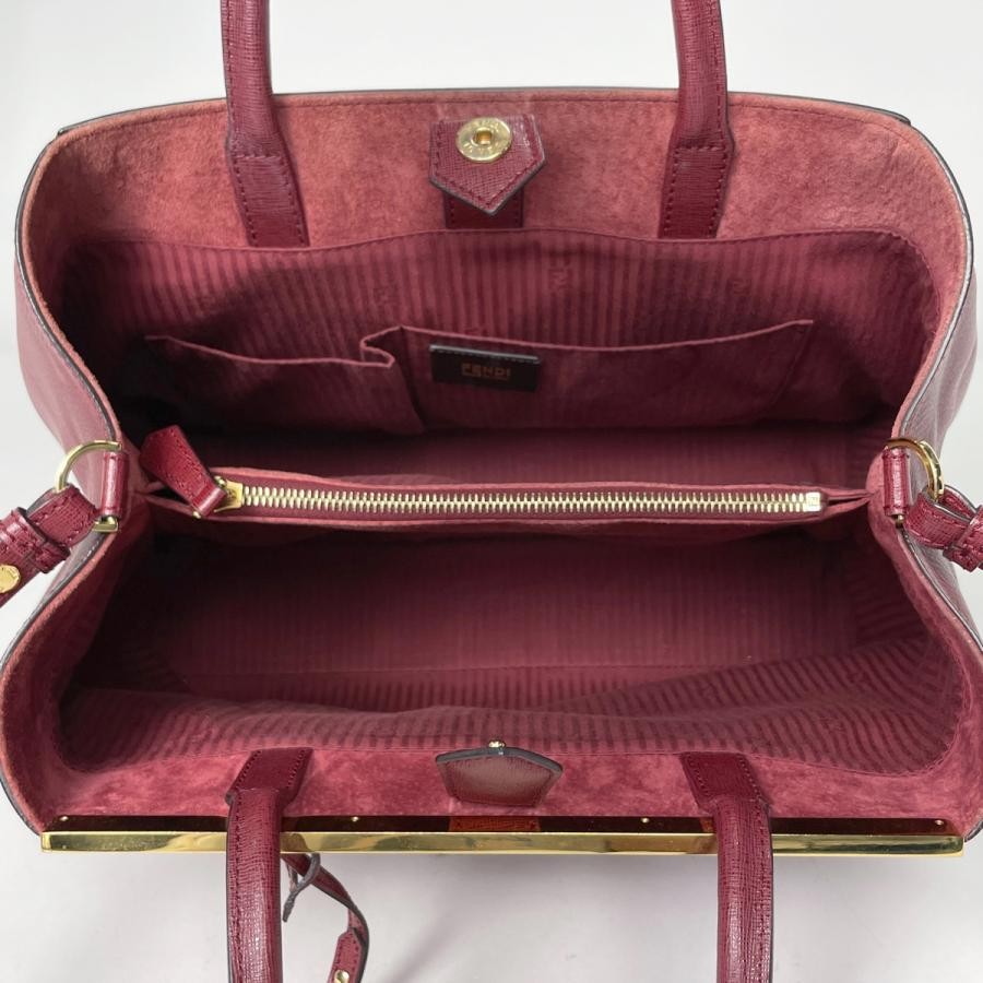 Fendi 2Jours 2WAY Leather Red Handbag 8BH250 #BS4569
