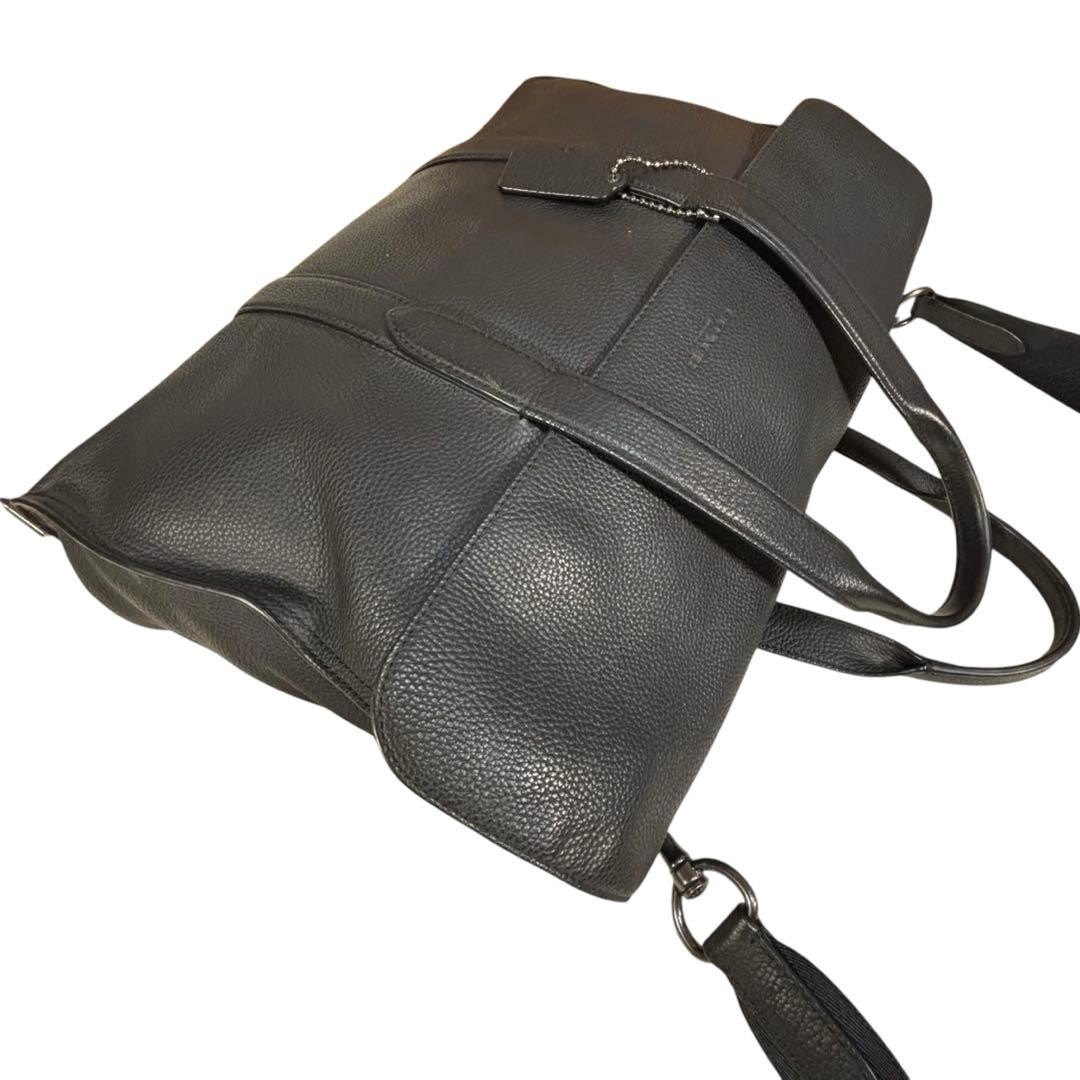 COACH Leather 2way Business Bag Dark Gray