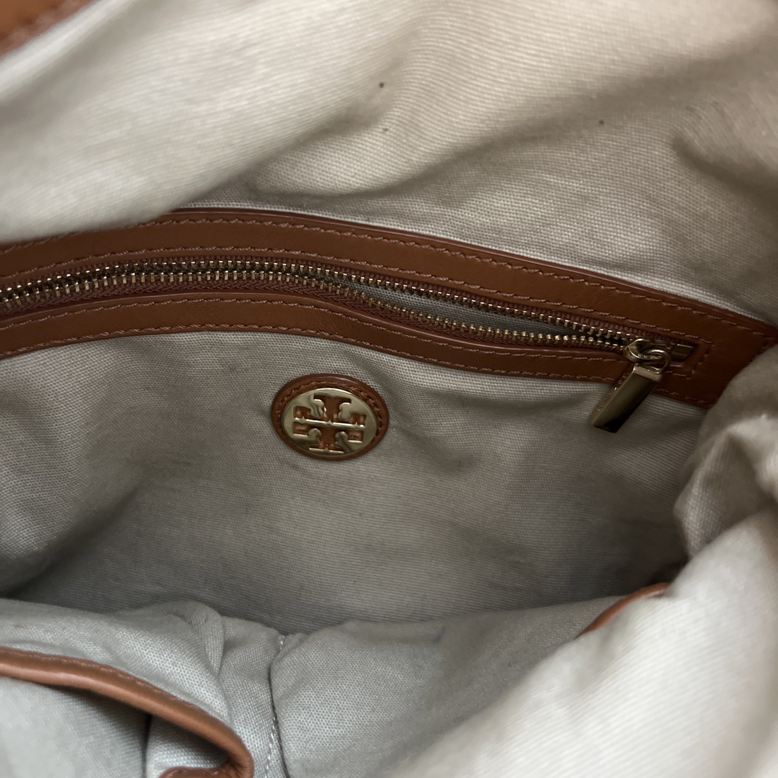 Tory Burch Dena Foldover Convertible Flap Crossbody Leather Bag/Clutch Tan Color