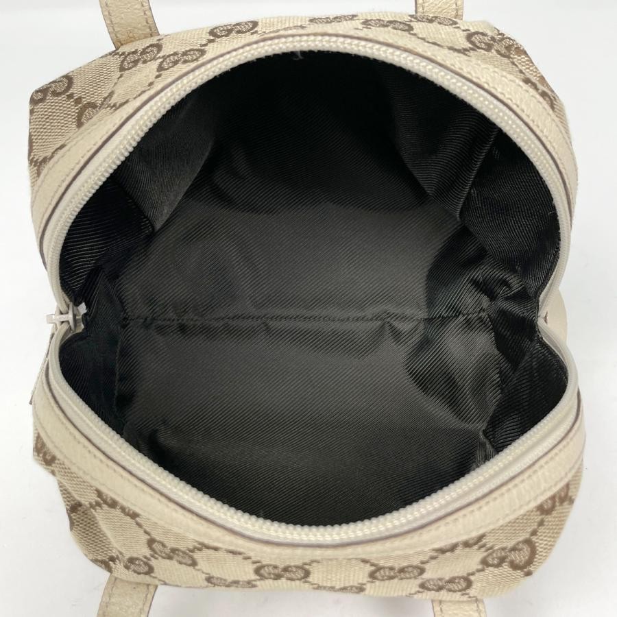 Gucci GG Canvas Leather Beige White Handbag 124542 #BS4455