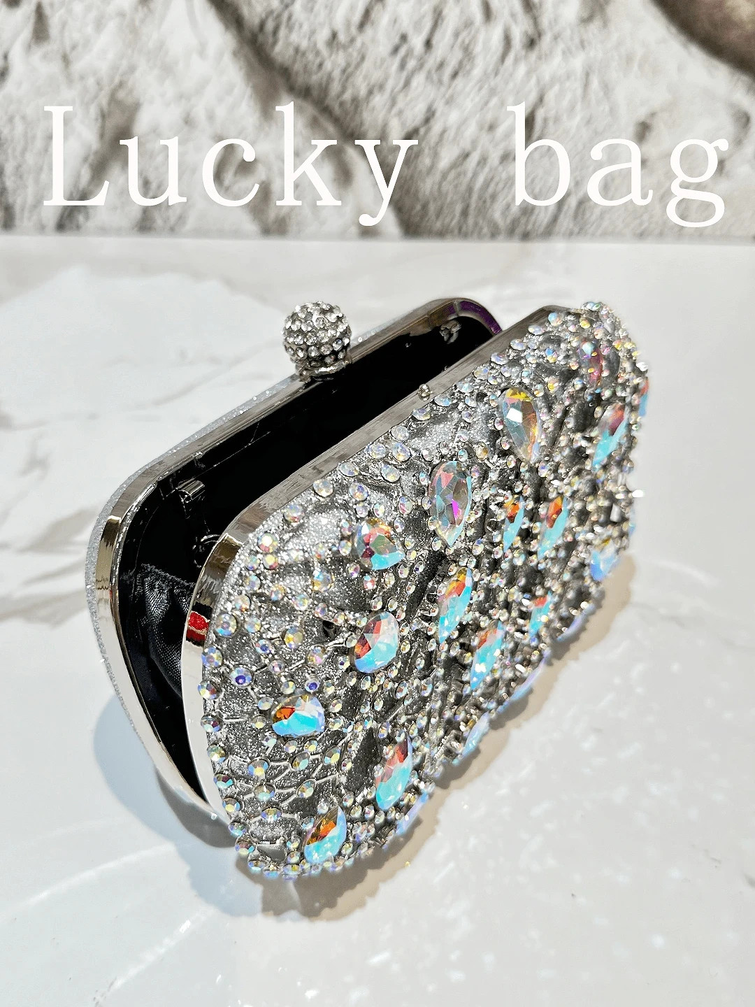 1pc Fashionable Silver Rhinestone Decorated Women’s Handbag, Elegant Sparkling