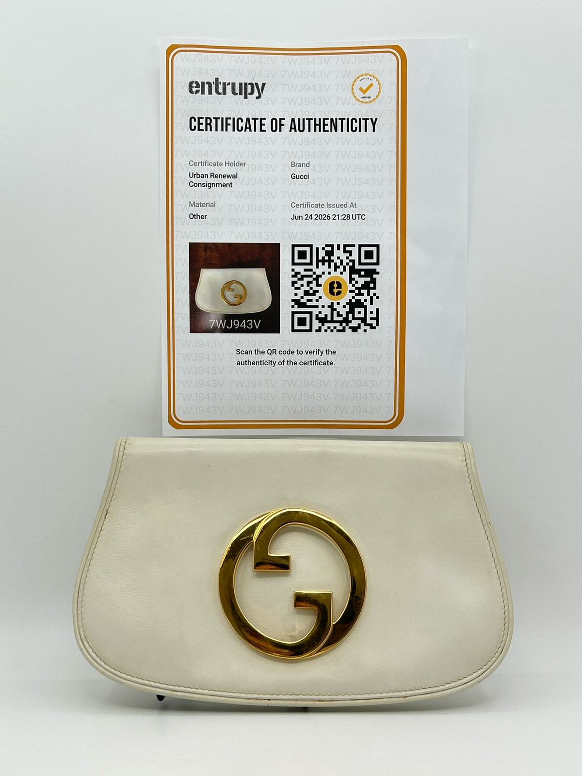 Vintage Gucci 1970’s Blondie Leather Authenticated Ivory Women Designer Clutch