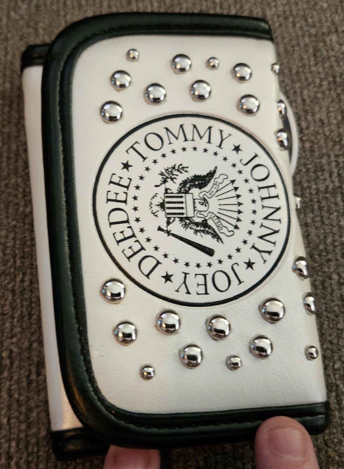 RAMONES Punk Rock Studded White Small Wallet Clutch Coin Purse Rock Roll New NWT