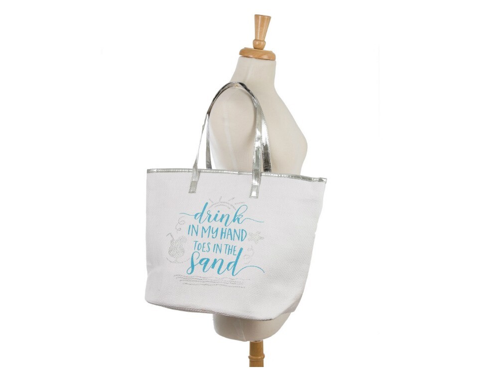 20″ x 14″ Drink In My Hand Large Zipper Top Summer Themed Tot ~ Great Gift Idea!