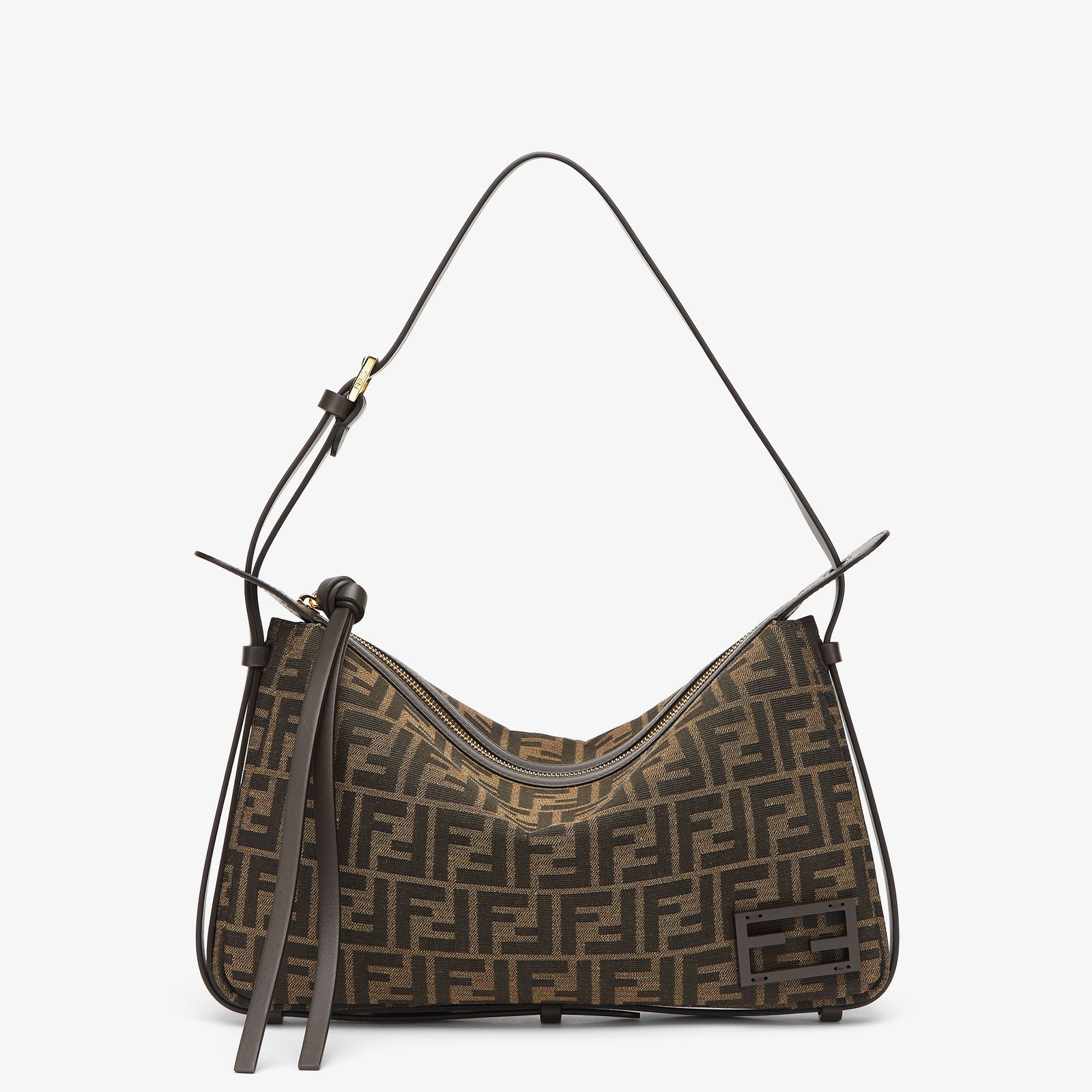 FENDI Simply Closure FF Jacquard Fabric Handbag Women’s 8.7×1.8×5.1 in