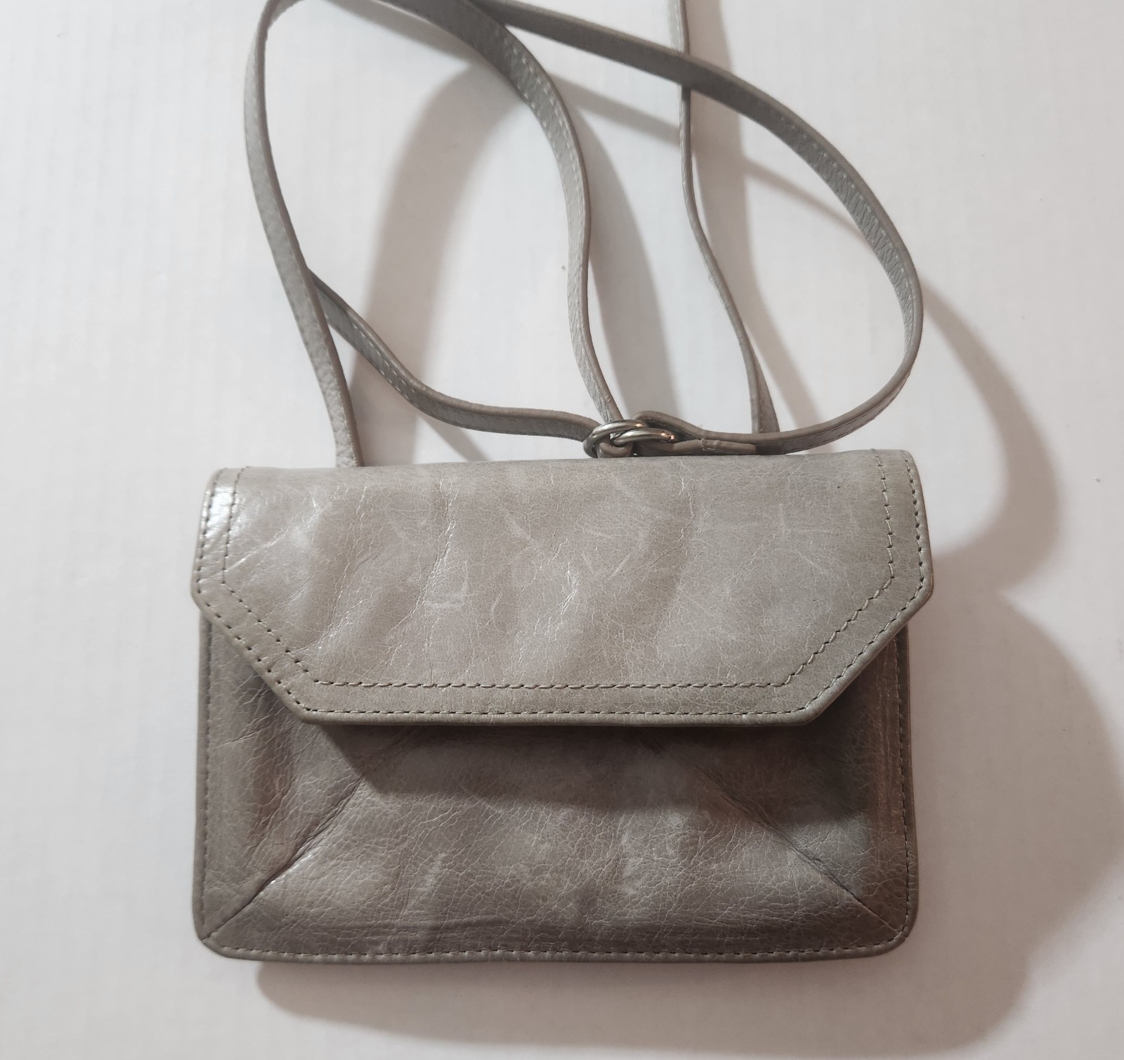 HOBO Gray Small Crossbody Bag Snap Flap Zip