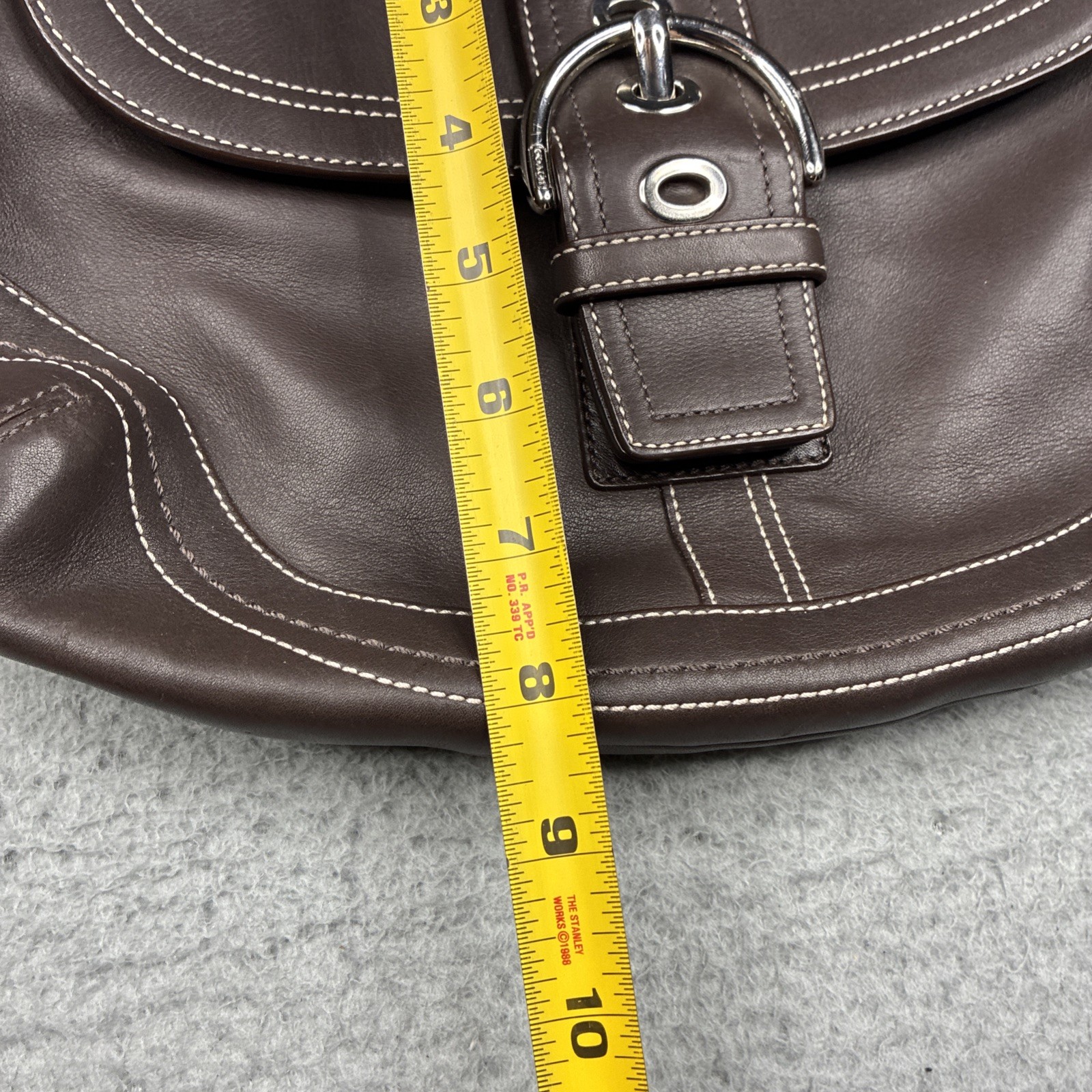 Vintage Coach Soho Y2K Leather Buckle Flap Shoulder Bag Brown Purse F10910