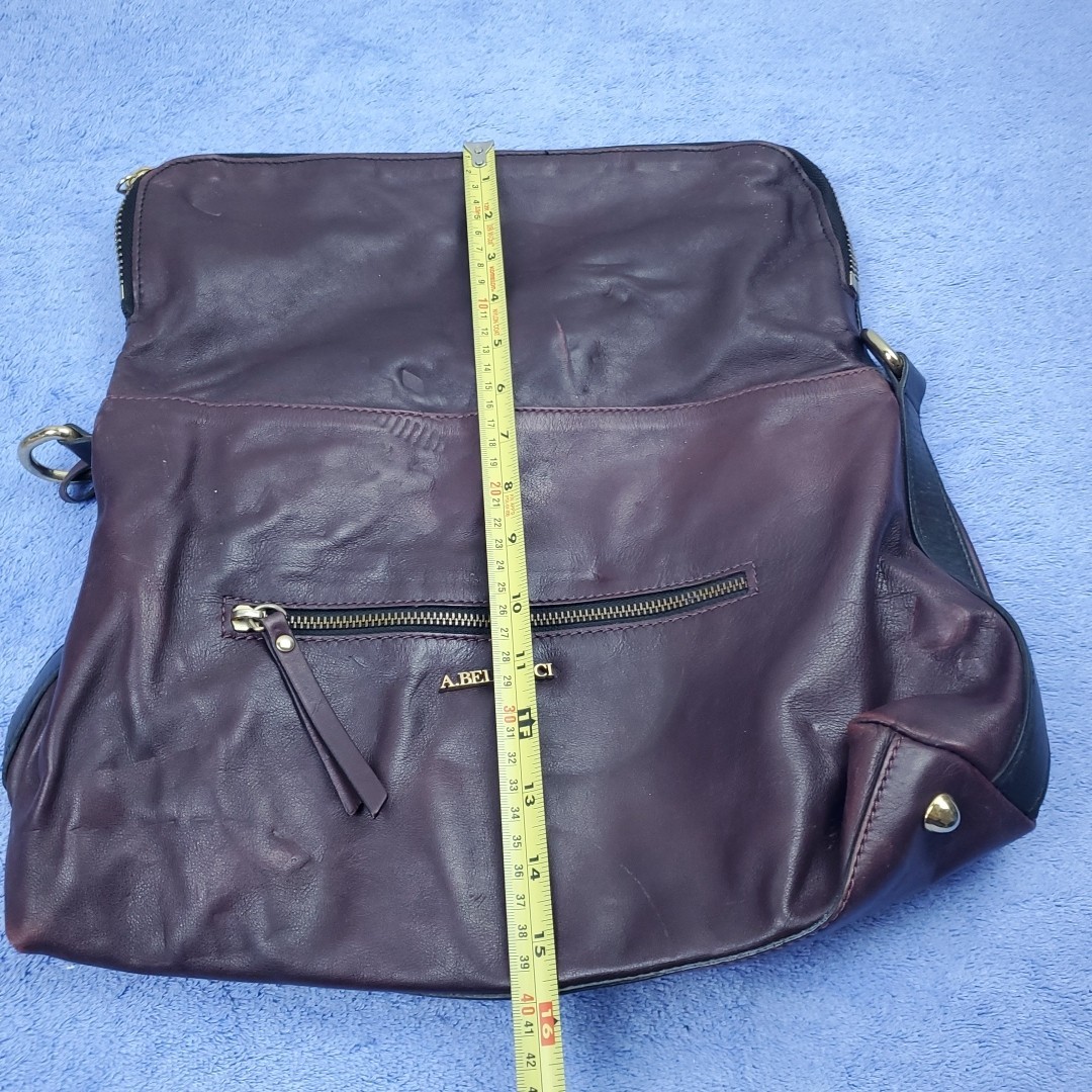 A. Bellucci Purse Burgundy Pebbled Leather Shoulder Bag Made in Italy