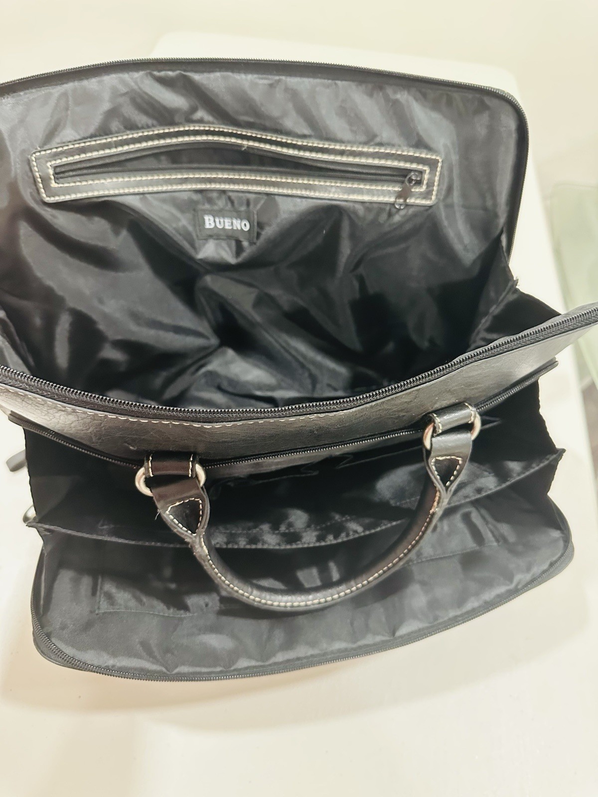 NWOT Bueno Double Handle Black Large Tote Handbag No Removeable Shoulder Strap