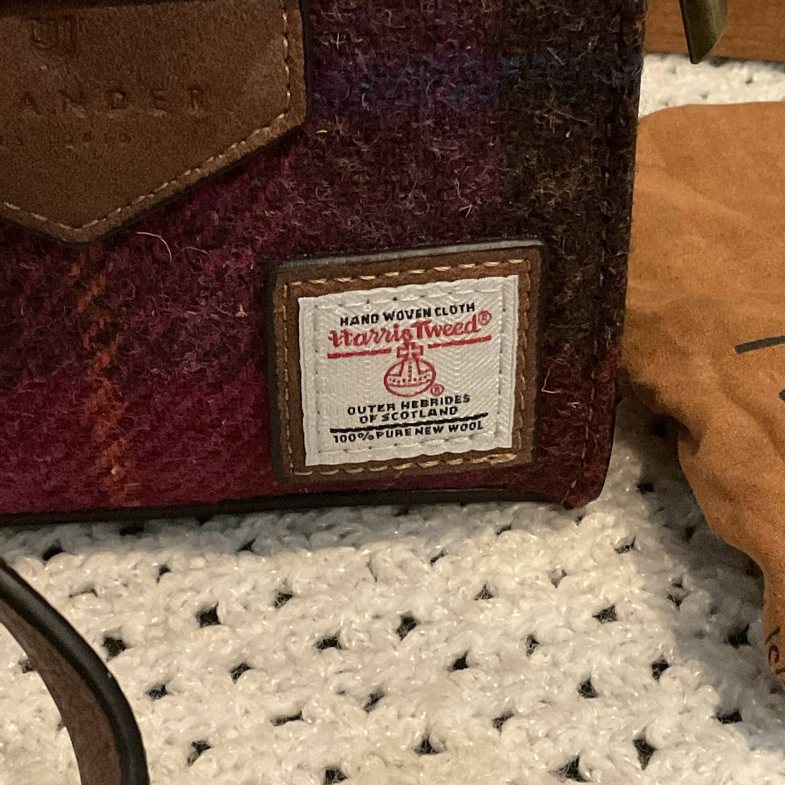 Islander Harris Tweed Wool Fuscia Tartan Mini Satchel Crossbody Bag Fall NEW