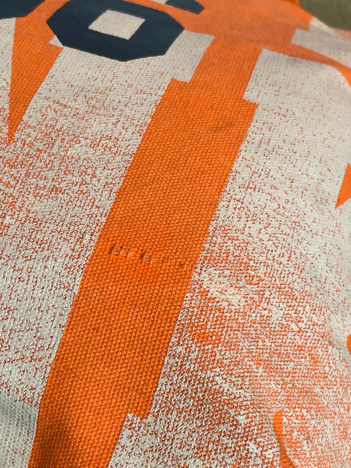Pink by Victoria’s Secret THRASHED Neon Fluorescent Orange Zip Canvas Tote Bag