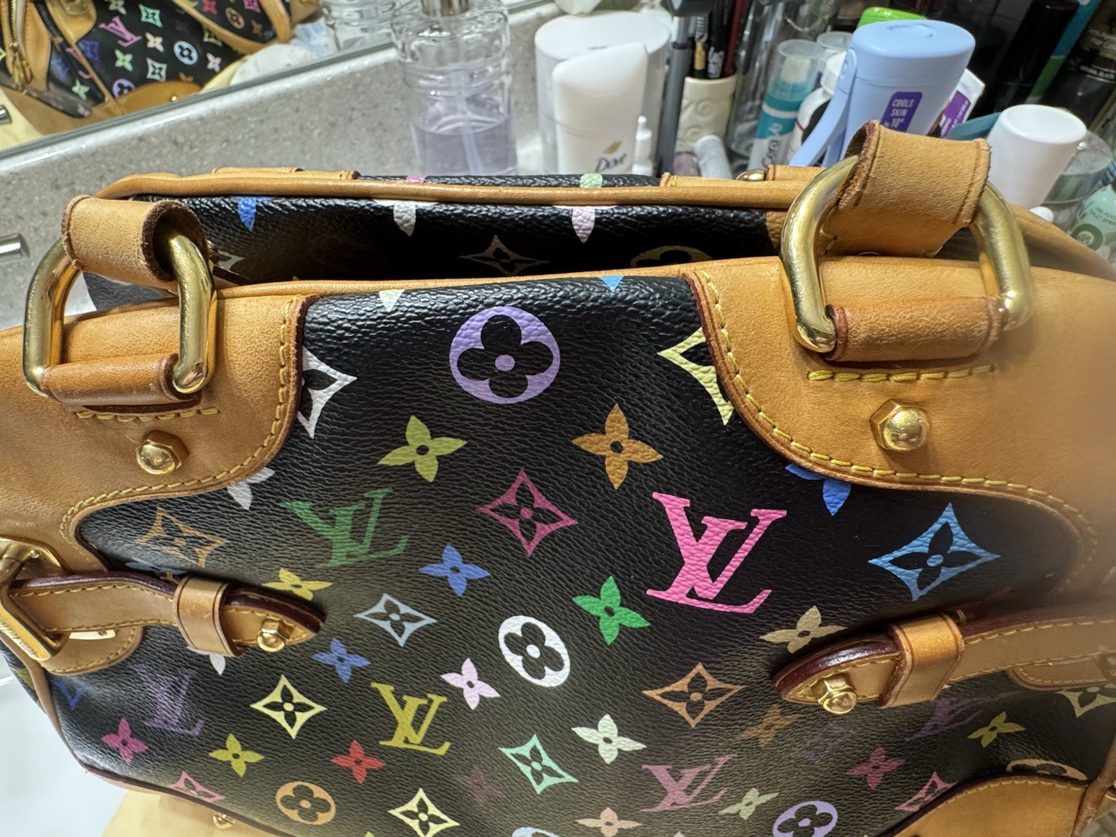Louis Vuitton Murakami Multicolore Monogram Satchel Top Handle Zip Buckle COA