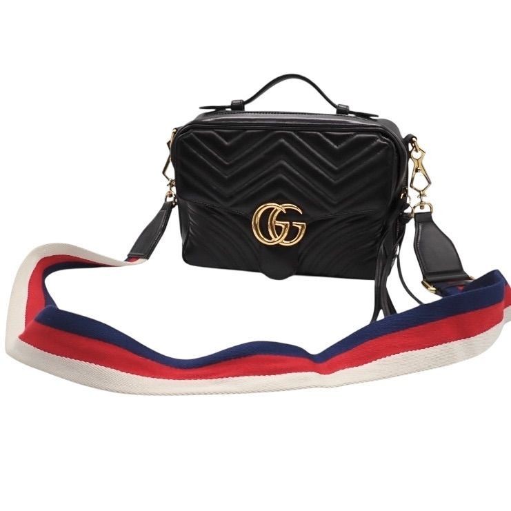 GUCCI Bag: GG Marmont 498100 Black W29H19D10.5cm w/o accessories;
