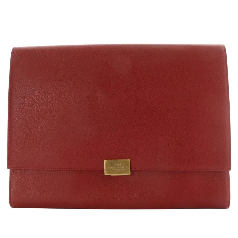 Smythson Clutch Bag/ Multi-Case Leather Red, Very good condition ship From JAPAN
