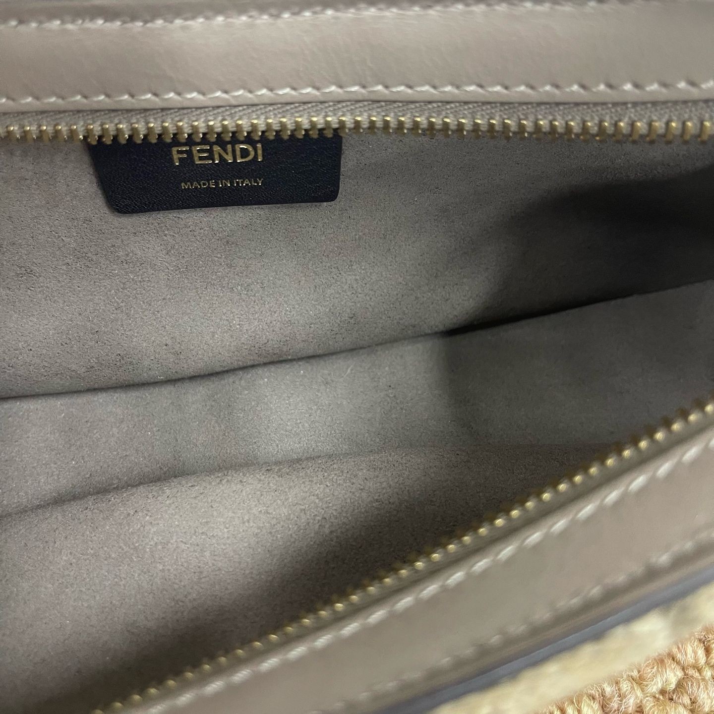 Fendi O Lock Hobo Shoulder Strap Bag Zucca Canvas Tortoiseshell Chain Bag Auth