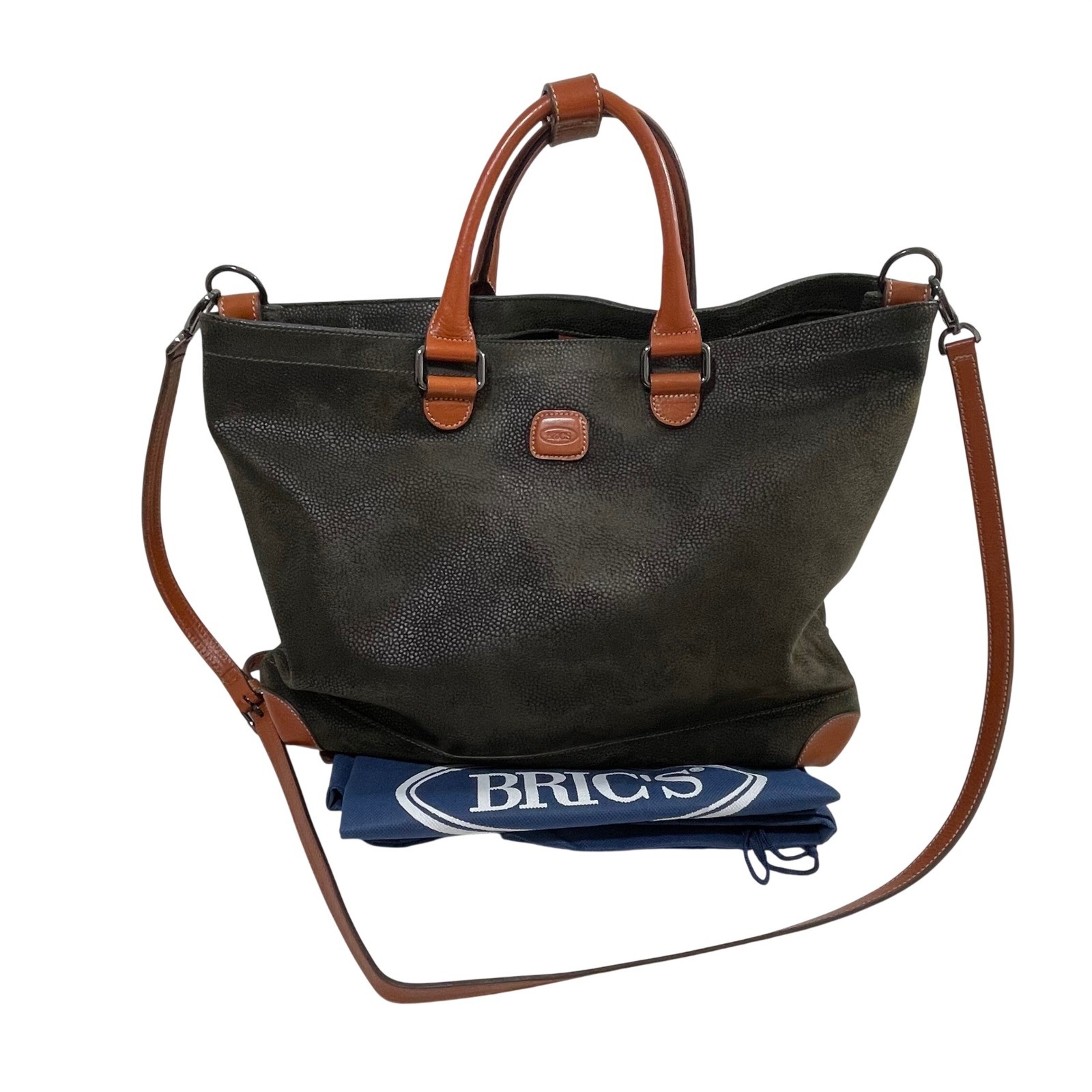 Brics Life Olive Green Suede Leather Tote Bag Crossbody Cargo Duffel Carry On