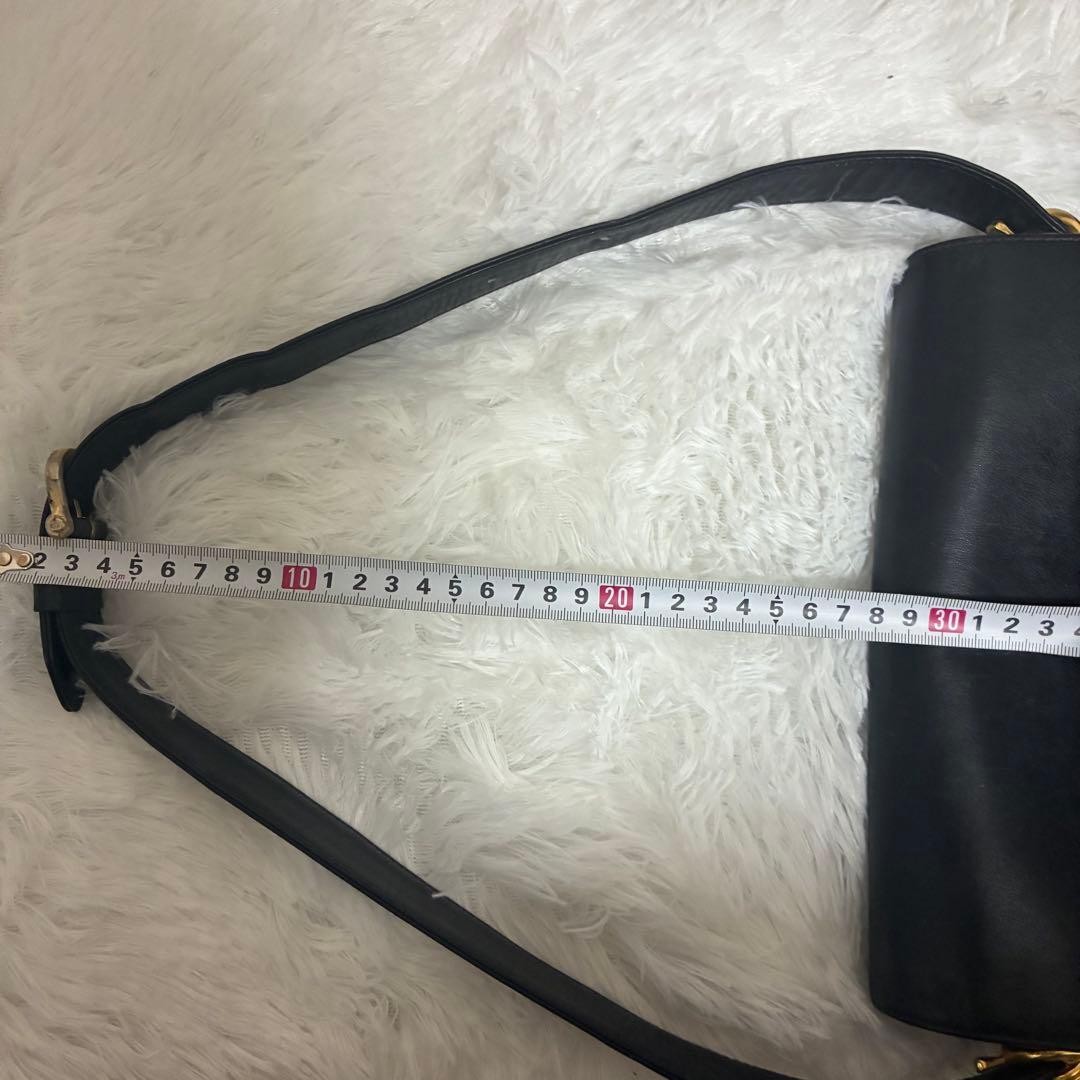 Celine Horse Carriage Shoulder Bag Black Leather Gold Hardware 8.7×7.5×2.2 inch