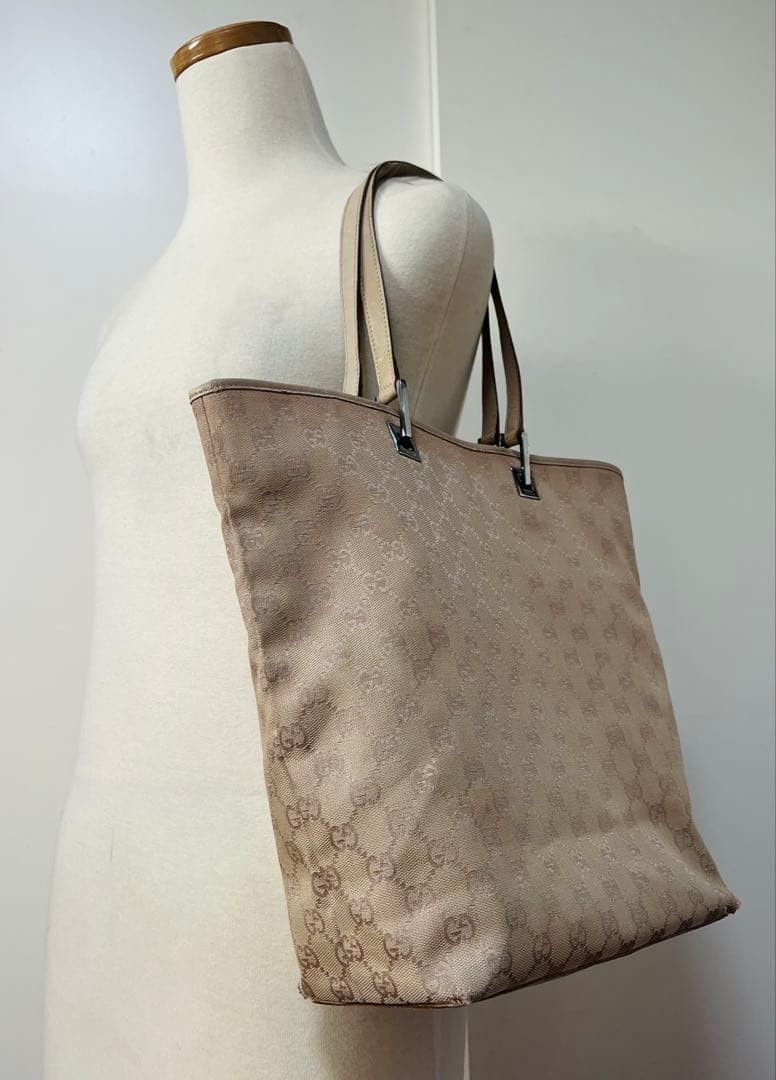 GUCCI GG Canvas Tote Bag Cream Women Auth 12.20 x 10.23 x 4.33inch