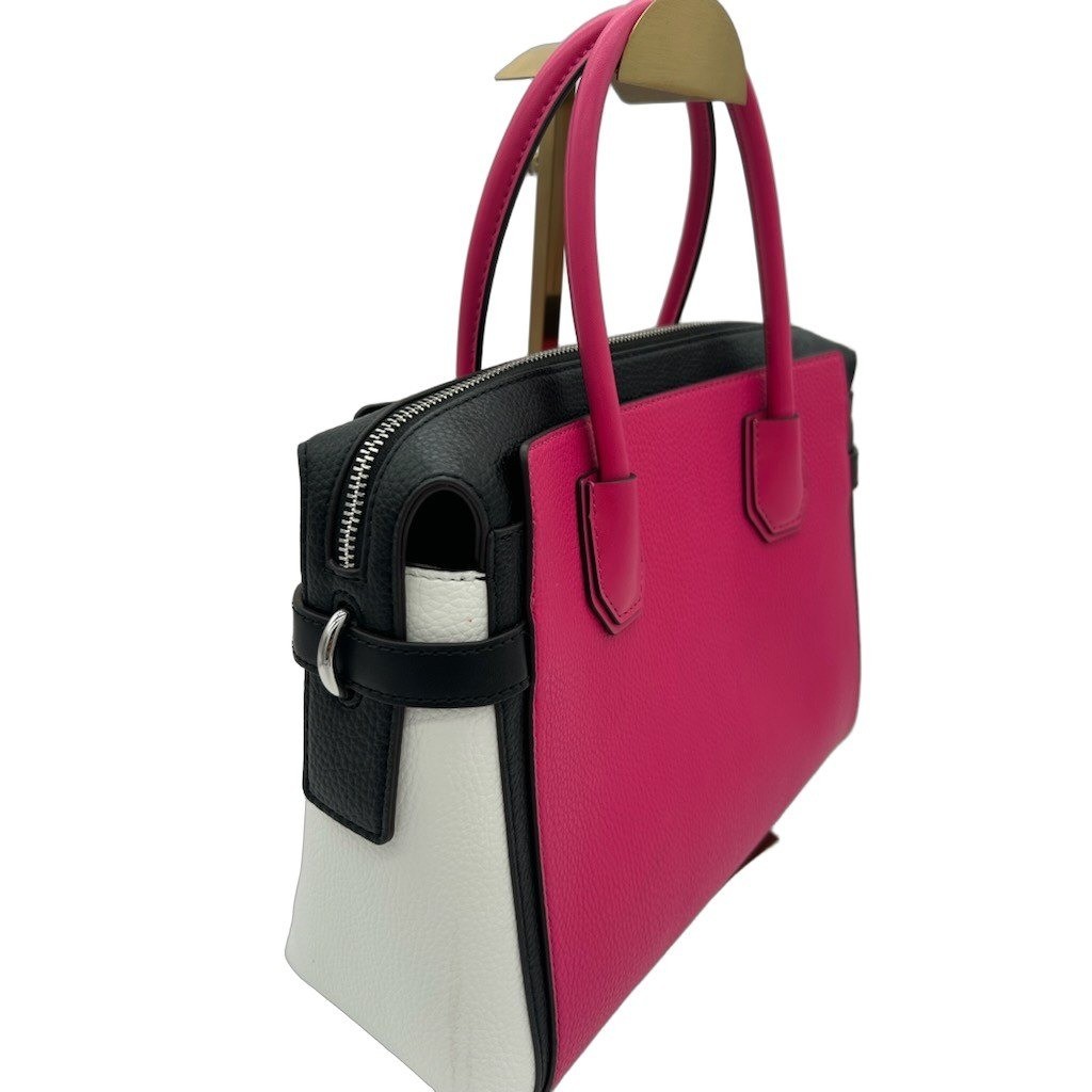 Michael Kors Satchel Women’s Pink Black White Colorblock Pebbled Leather Y2K Bag