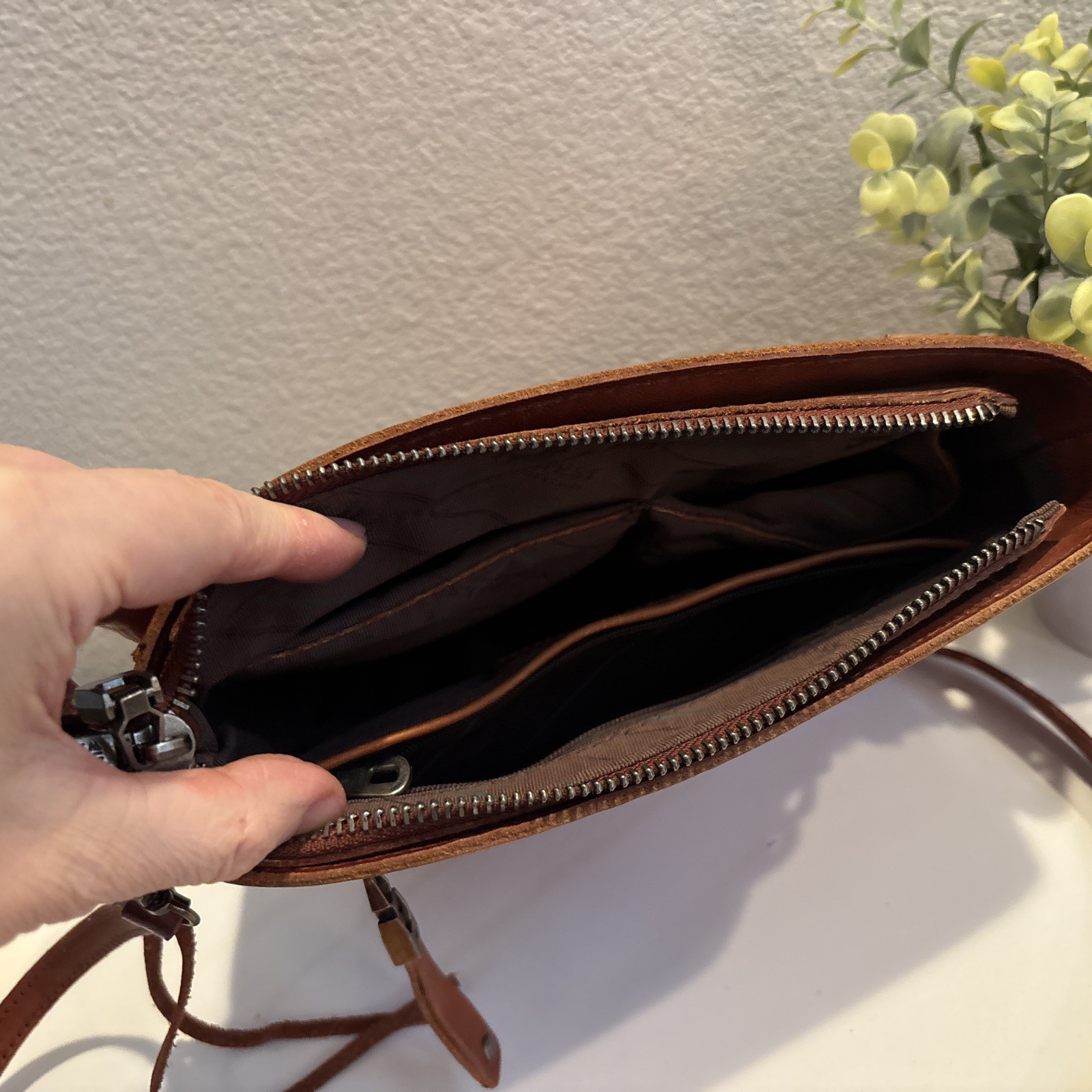 Montana West Concealed Carry Studs Crossbody handbag- Brown