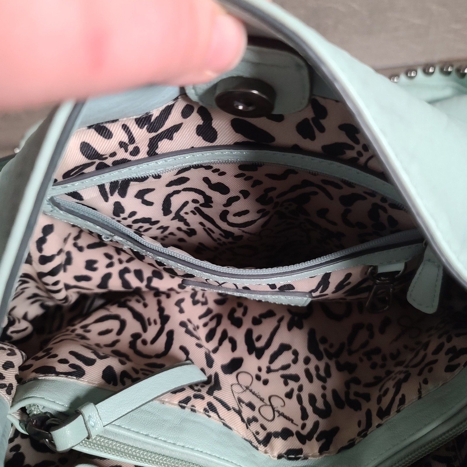 Jessica Simpson Mint Green Bag Shoulder Straps Large With Silver Studs