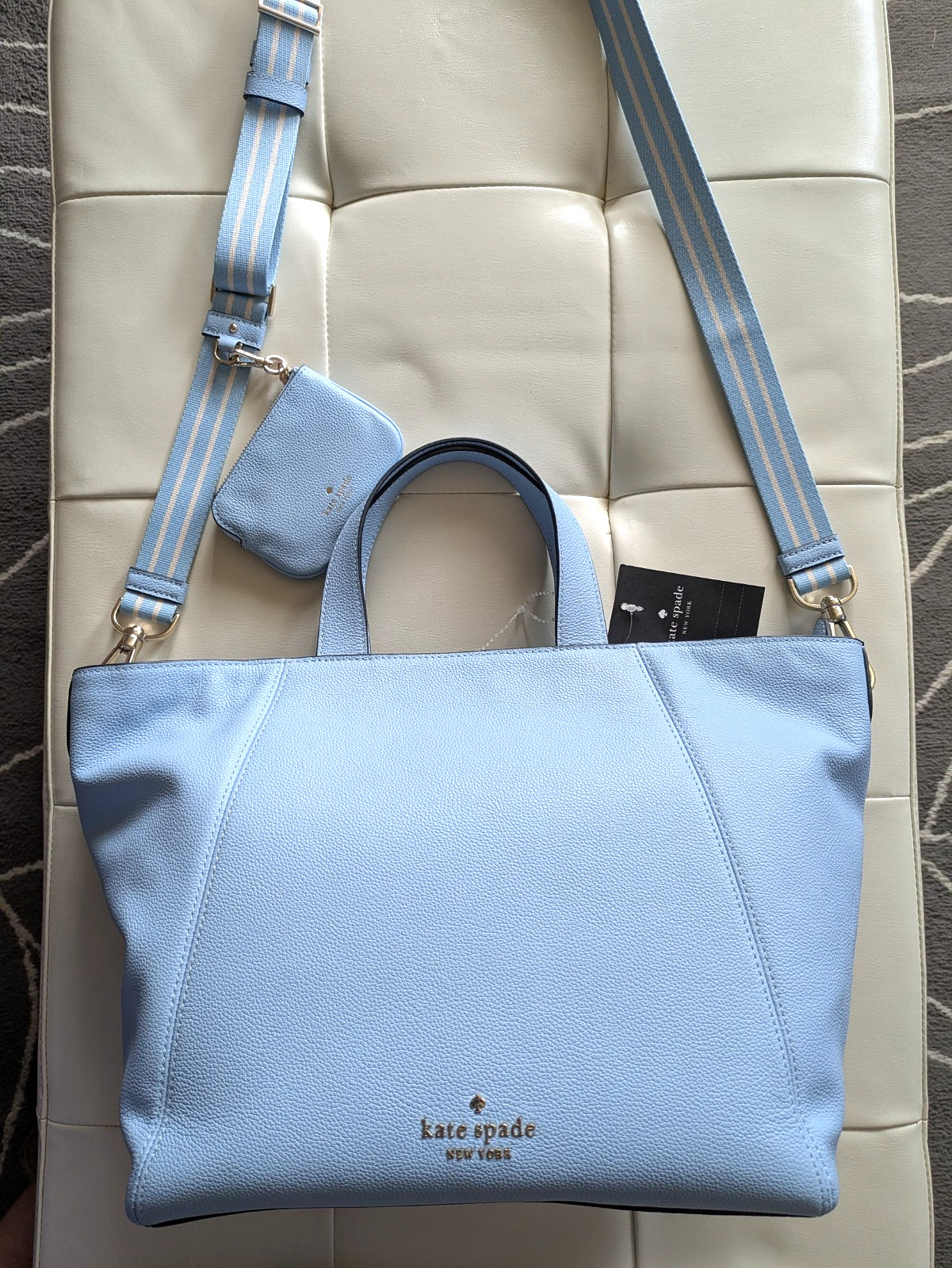 NWT Kate Spade Rosie Pebbled Leather Satchel Strap Bag Coin Purse