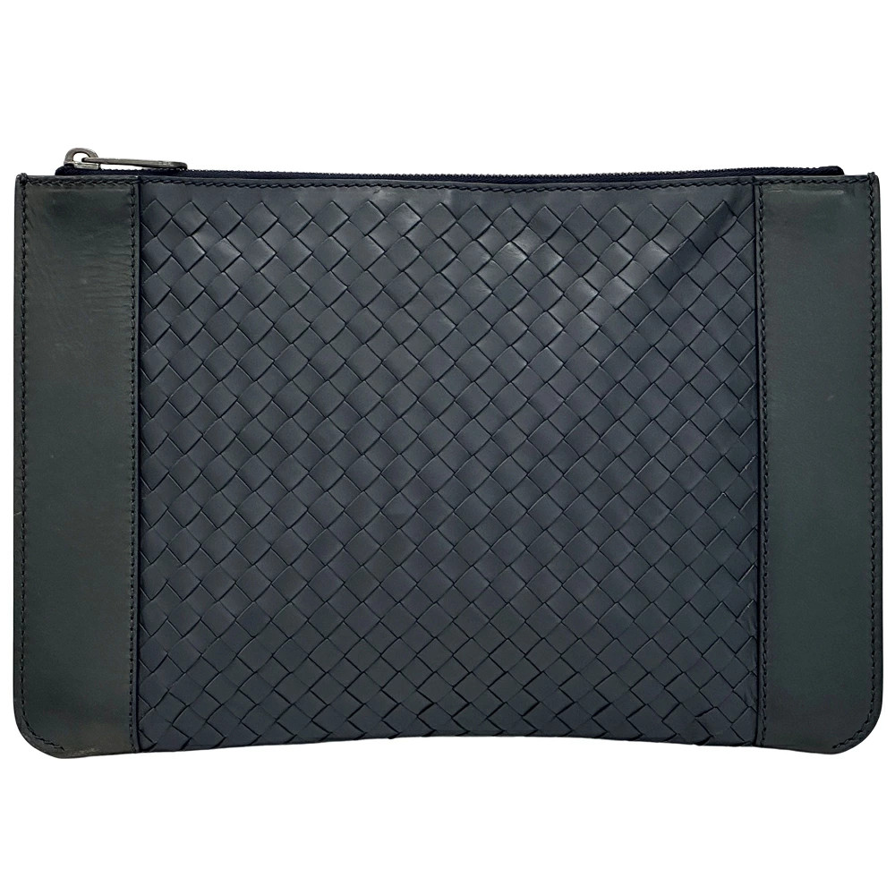 Bottega Veneta Intrecciato Leather Bag Navy No Gusset Clutch Men’s #BBB443