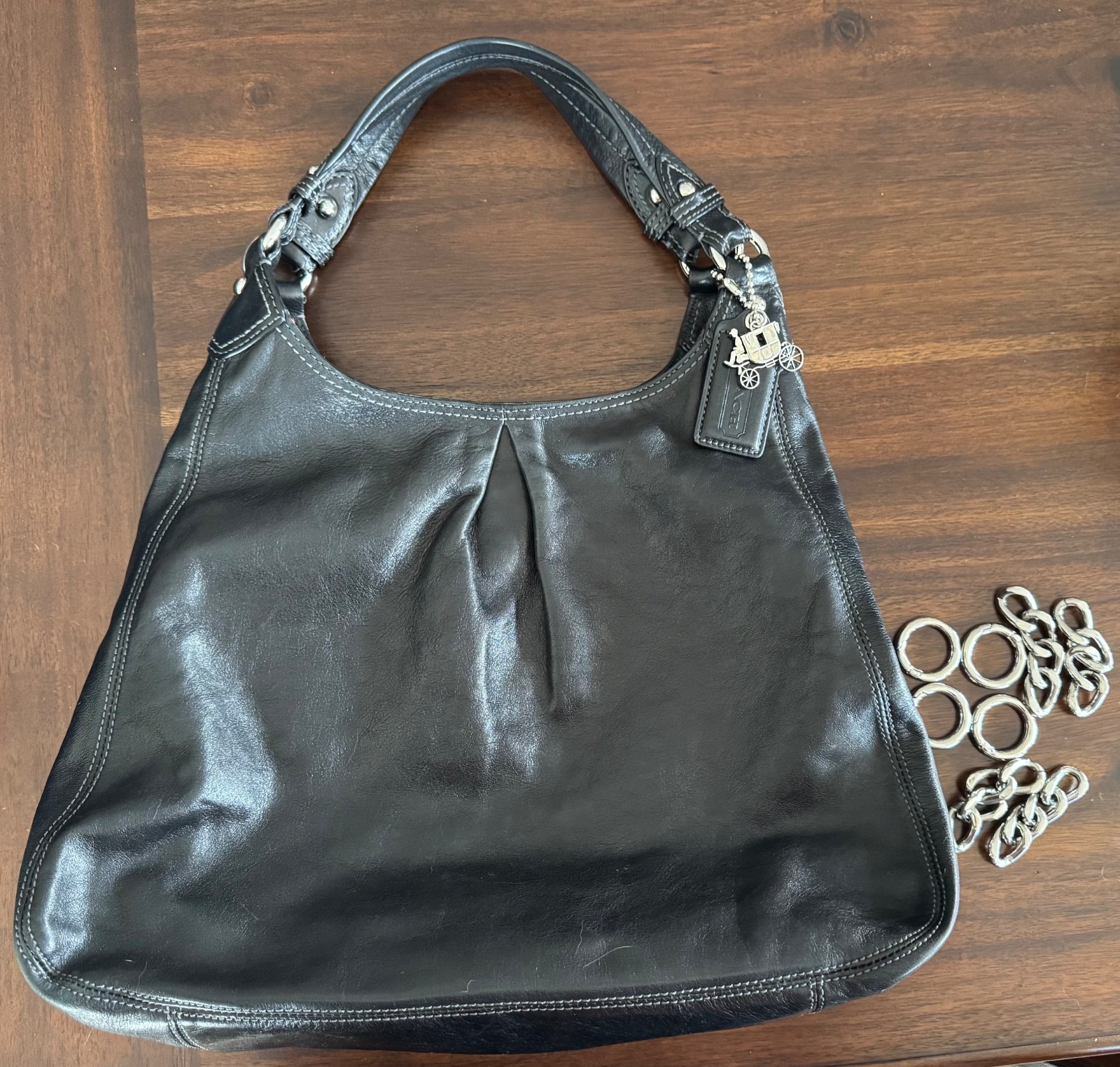 Coach Madison Maggie 13902 xl hobo black leather with strap extenders