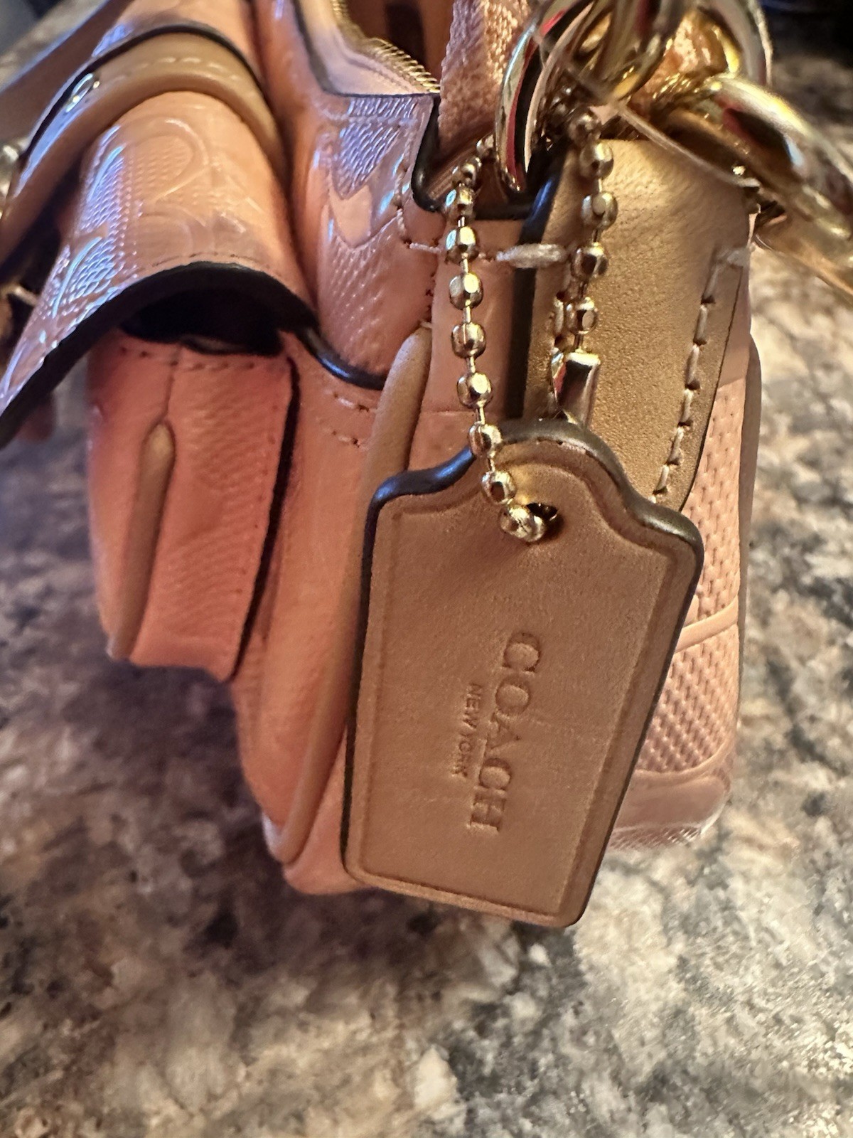 NWT Coach Ashton Mini Shoulder Bag In Signature Leather Faded Blush/Gold CEN11