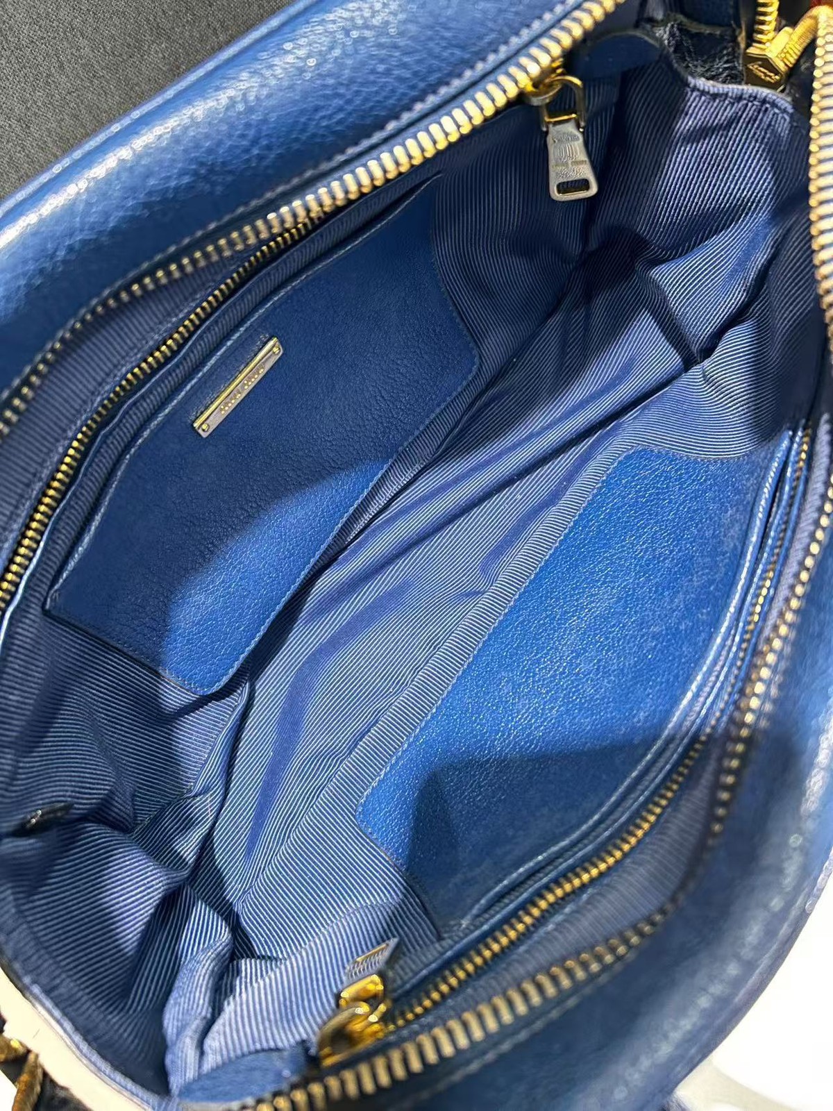 Miu Miu Box Handbag Bright Blue Calf Leather Italy