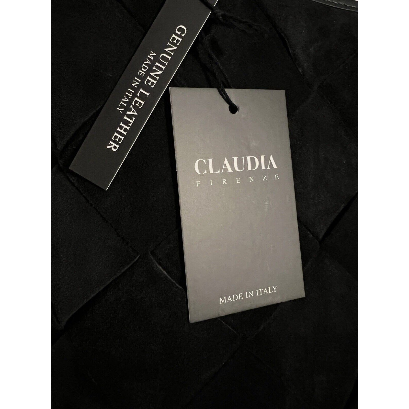 Claudia Firenze Suede Bucket Shoulder Bag Woven Purse Black Italian Leather NWT