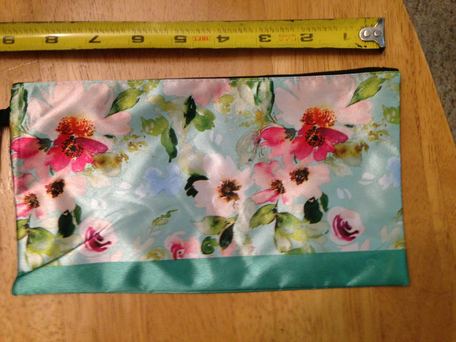 Unbranded Multicolored makeup bag flowers 9 by 5 inches white interior