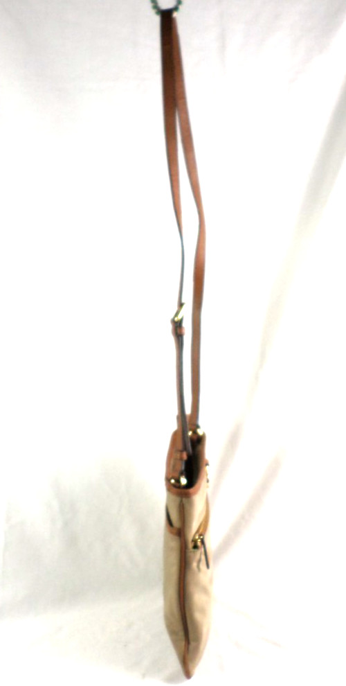 Michael Kors Kempton Brown Nylon Leather Trim Thin Crossbody Shoulder Bag MINT