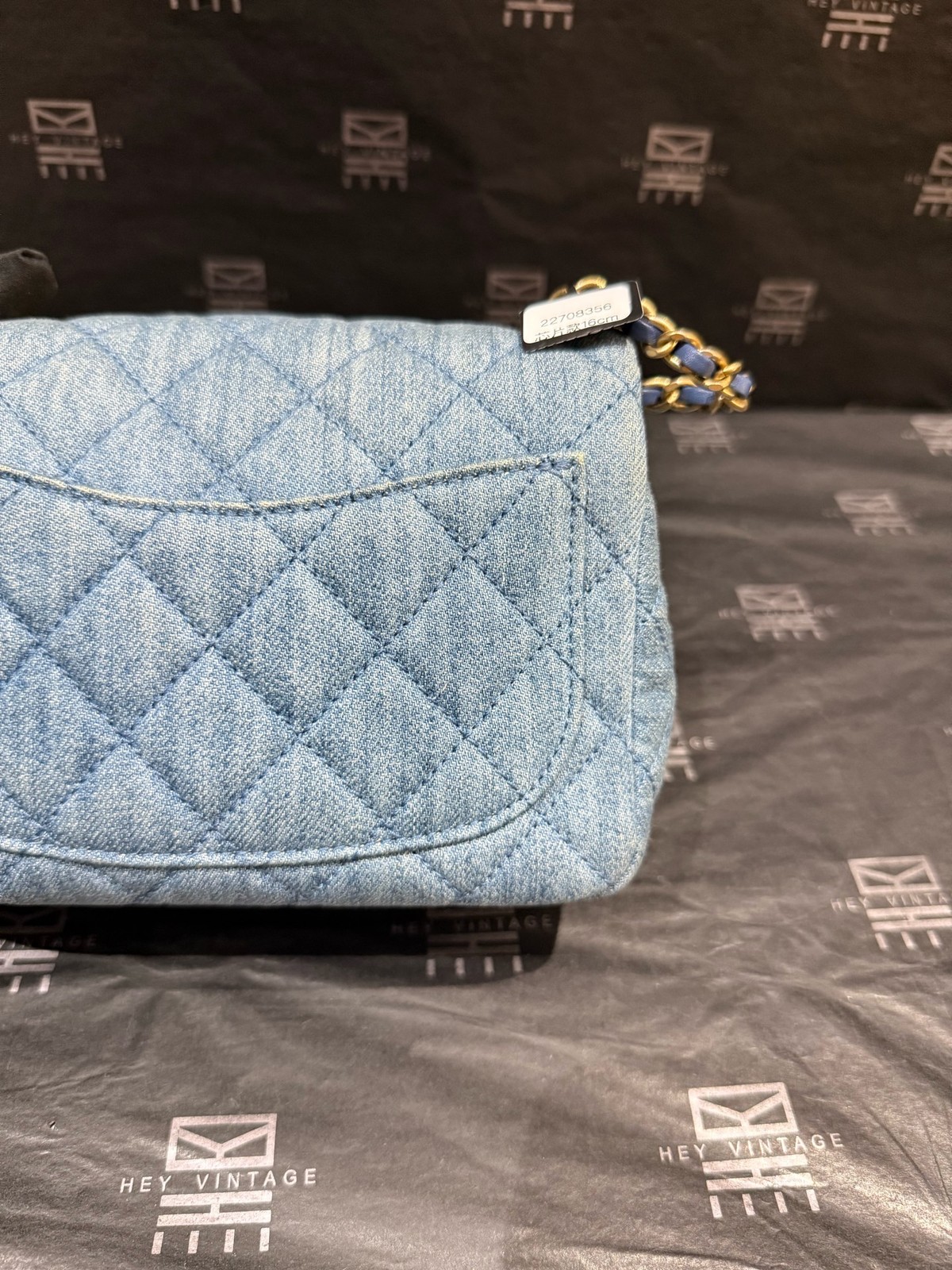 Chanel Classic Flap Mini 16cm Light Blue Denim Shoulder Crossbody Bag Duty Paid