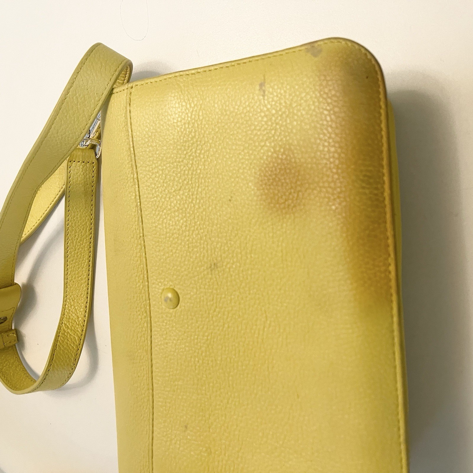 COLE HAAN Flap Crossbody Yellow Leather Grand Series Bag Purse *Flawed*