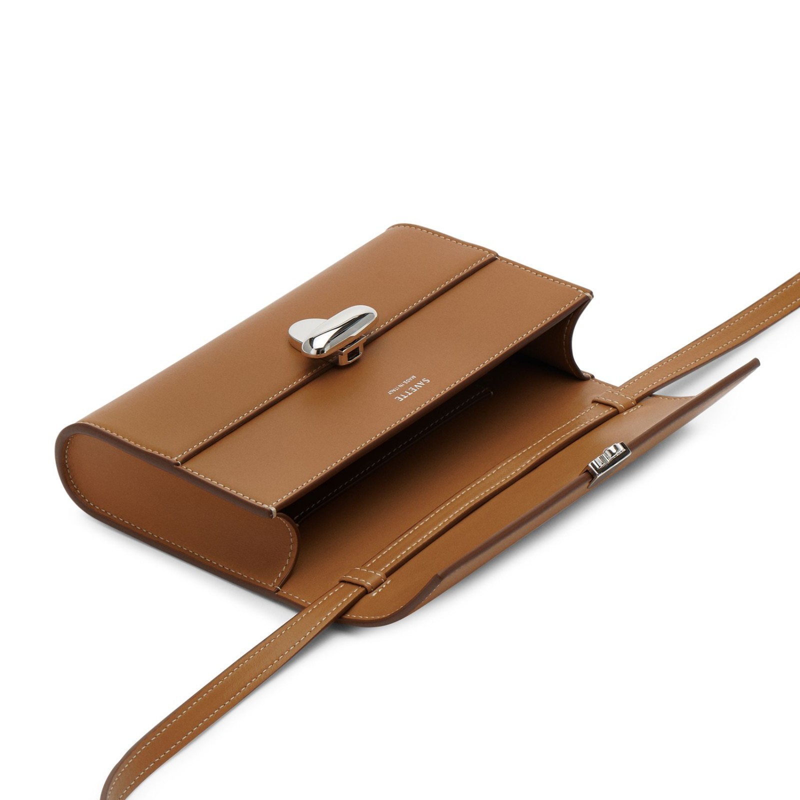 SAVETTE Smooth calfskin Symmetry Mini Saddle Crossbody Bag New & Authentic