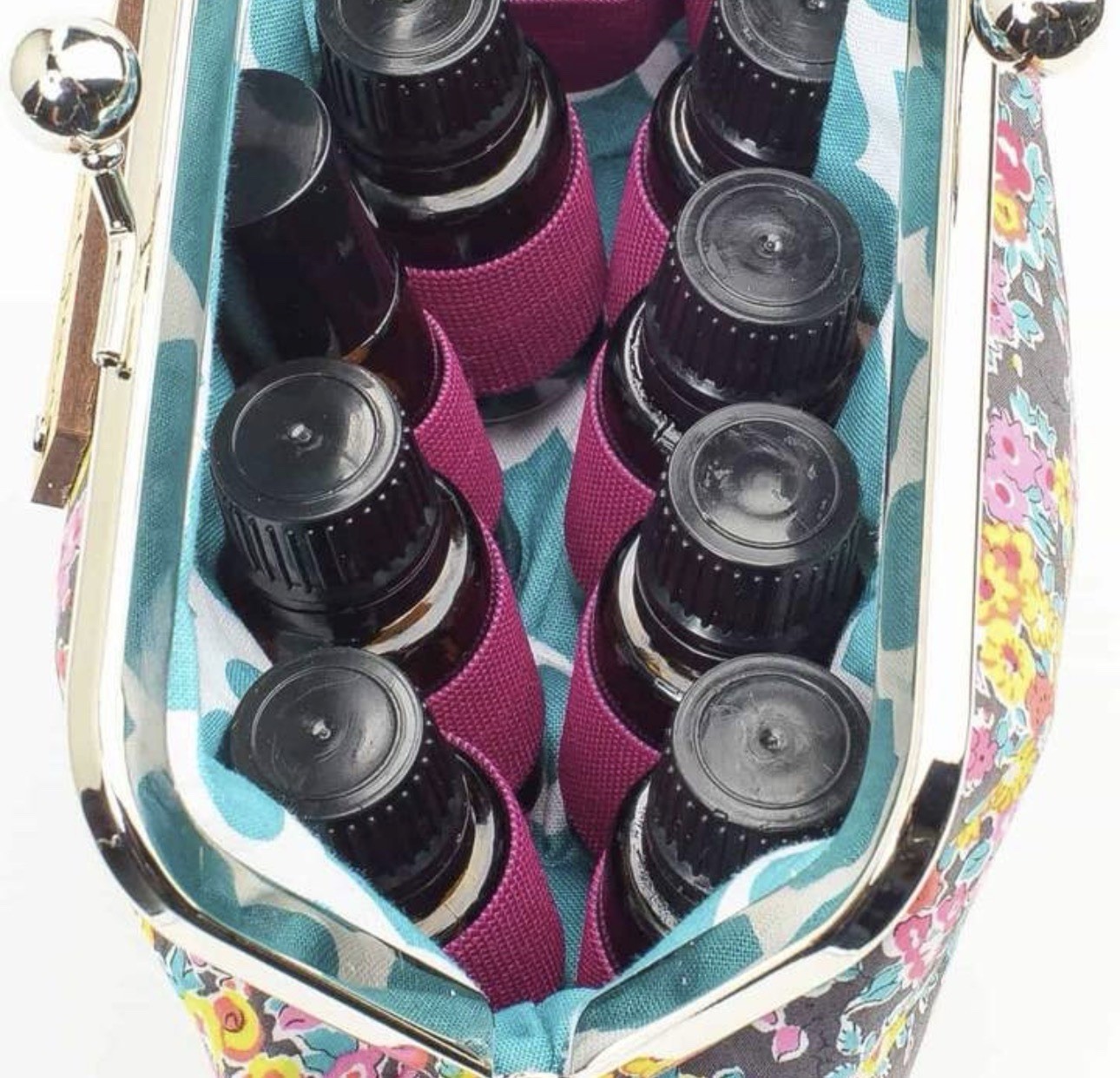 Sew Grown Live Simply Essential Oil Clutch Floral Pattern 8bottle/ Card Holders