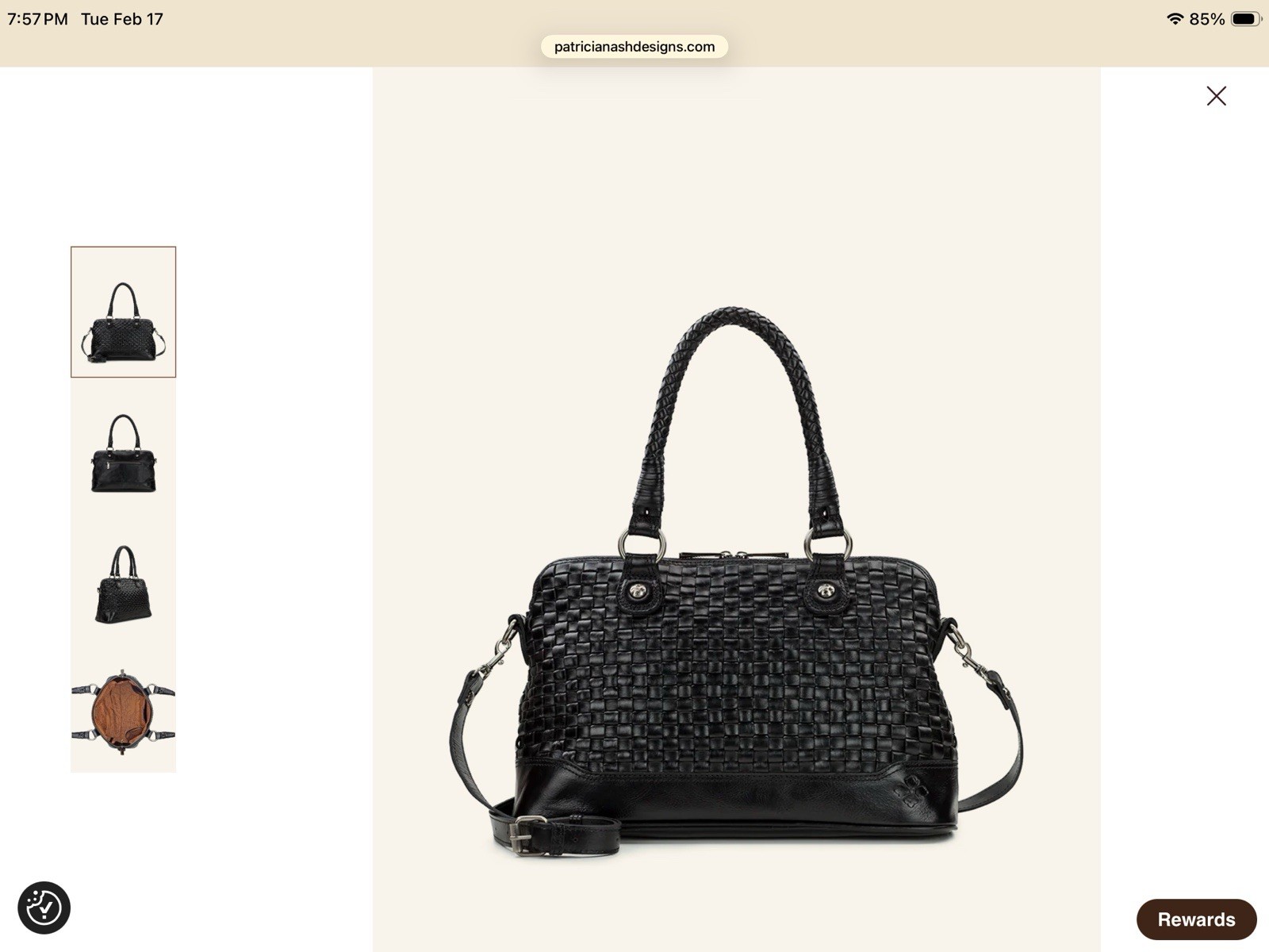 Patricia Nash Discovery Washed Woven Augusta Satchel-NWT BLACK $399