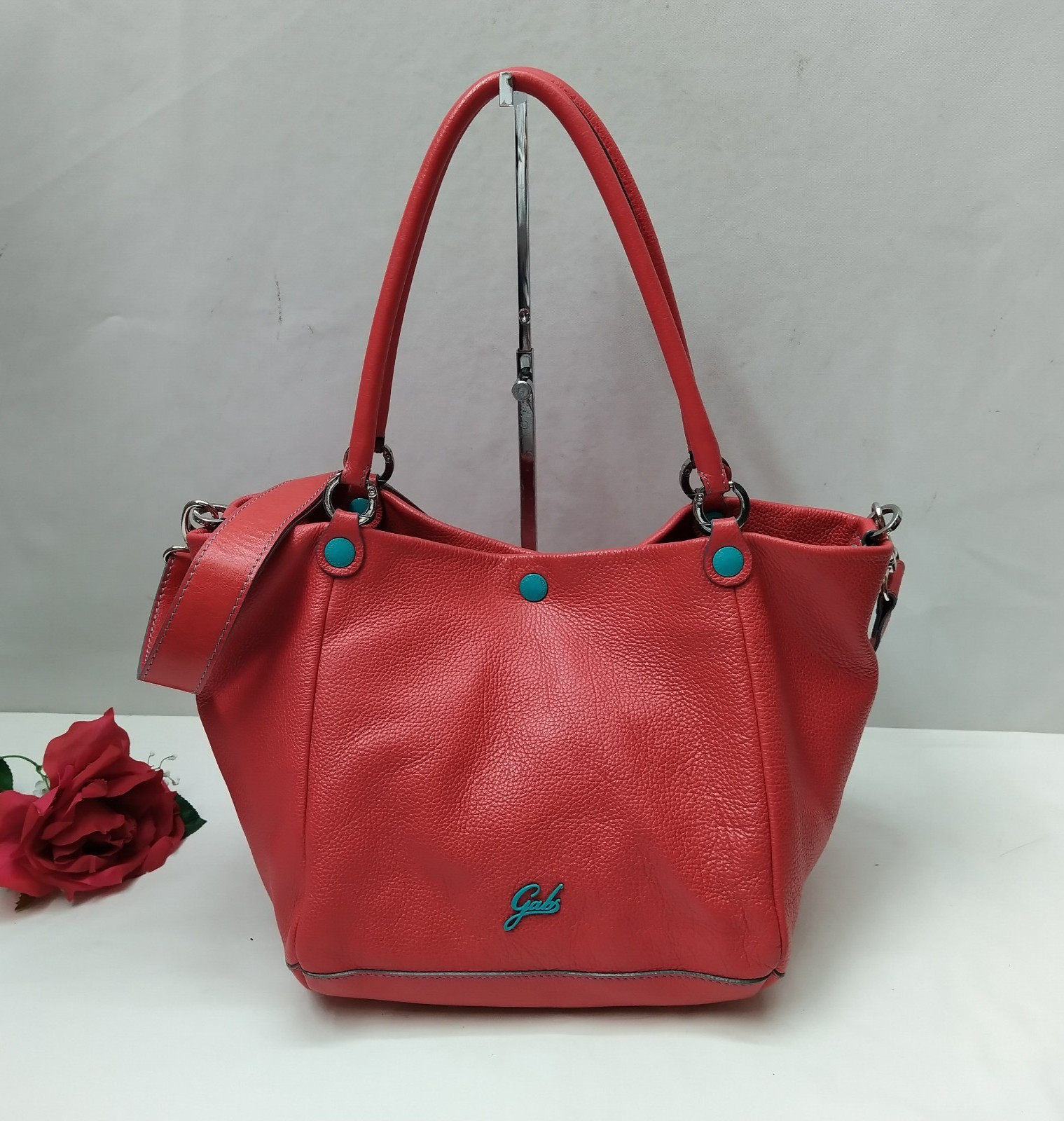 Gabs Red Leather Cube Double Handles Satchel Bag – Made in Italy