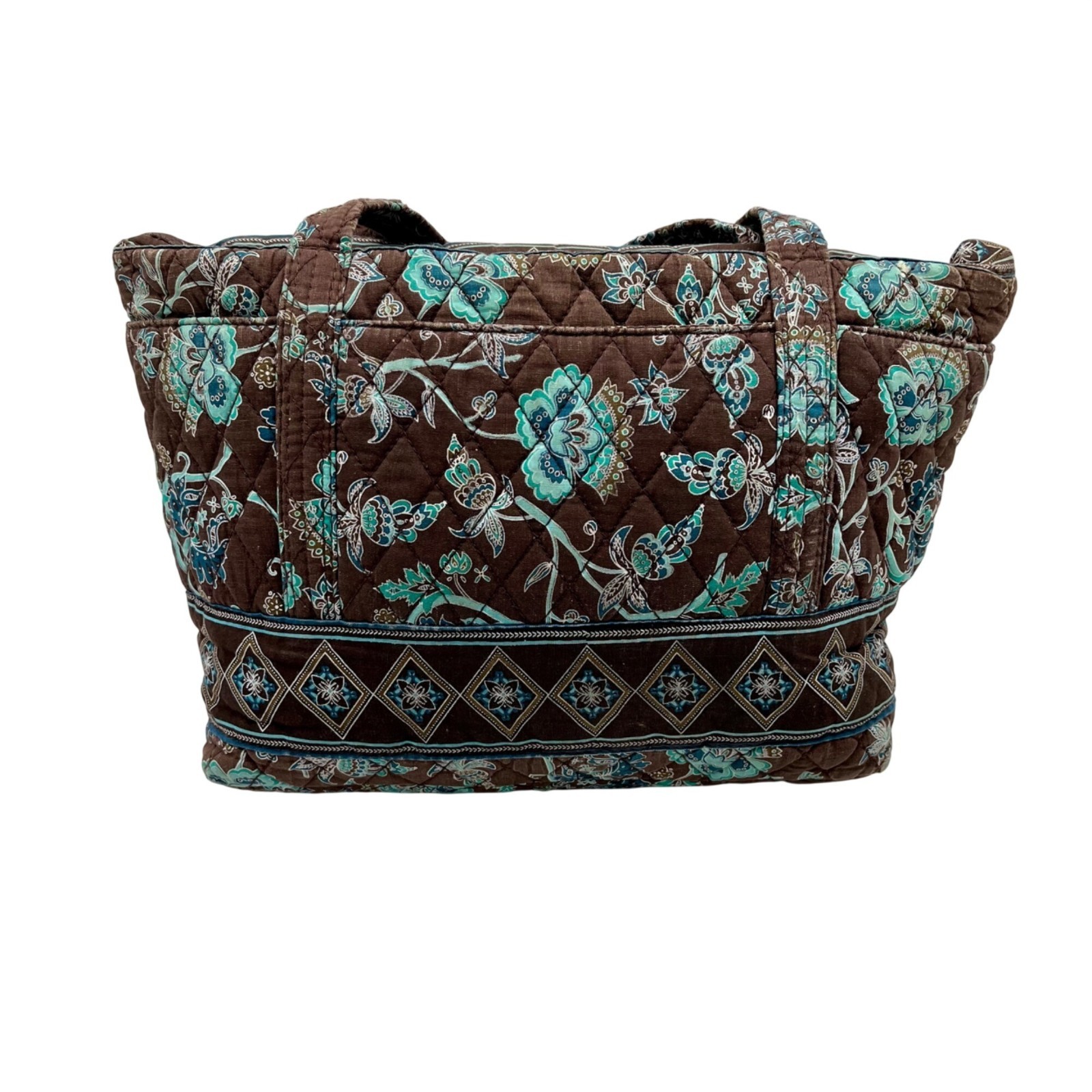 Vera Bradley Brown And Teal Floral Print Shoulder Bag