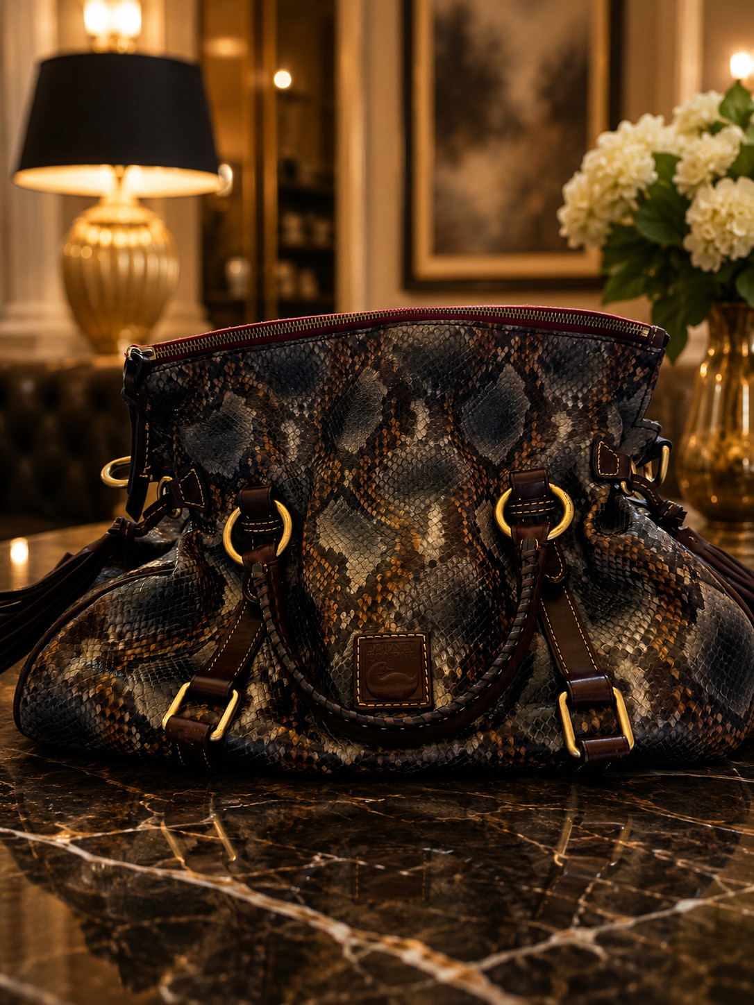 Dooney & Bourke Python-Embossed Leather Large Satchel