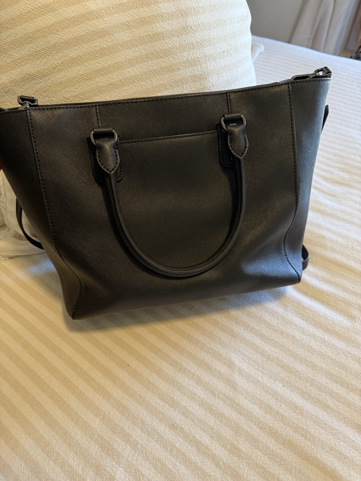 Michael Kors Black Studded Zip Tote w/ Detachable Strap, Silver Hardware