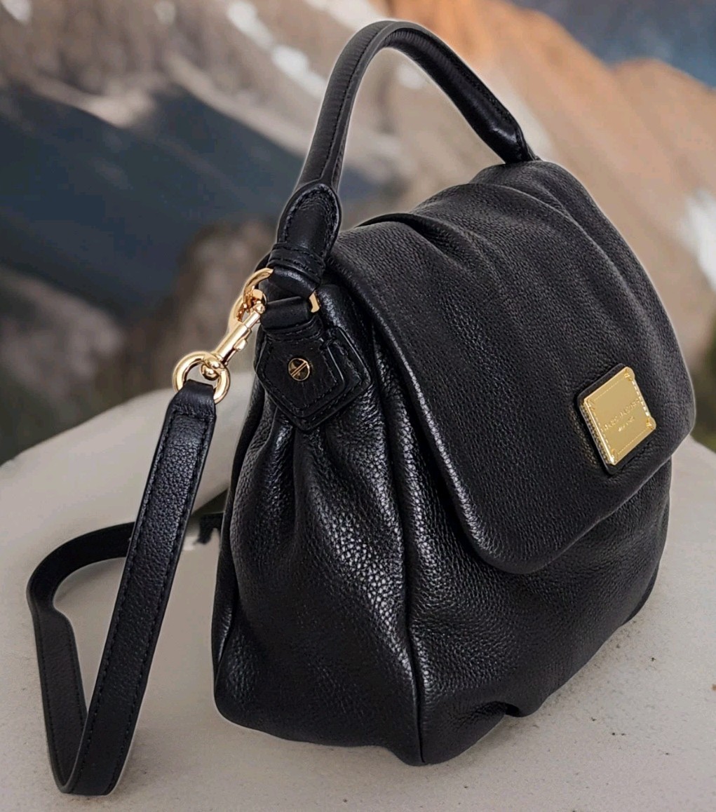 🌞MARC JACOBS NEW LIL UKITA BLACK LEATHER CROSSBODY TOP HANDLE SHOULDER BAG🌺NWT