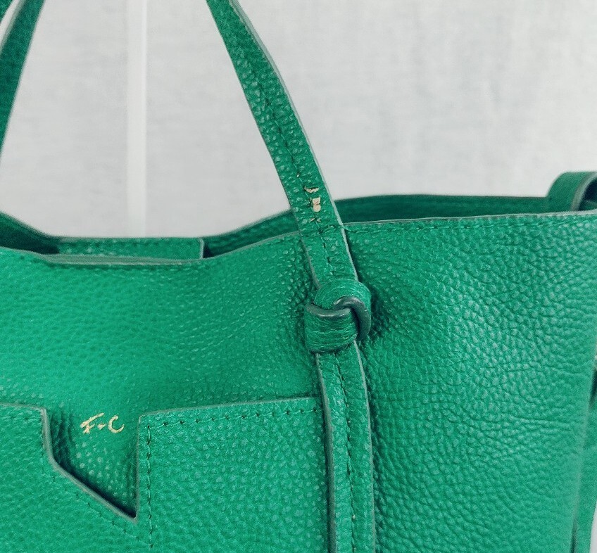 Foley and Corinna Green Handbag Pebbled Detach Shoulder Strap Medium Size